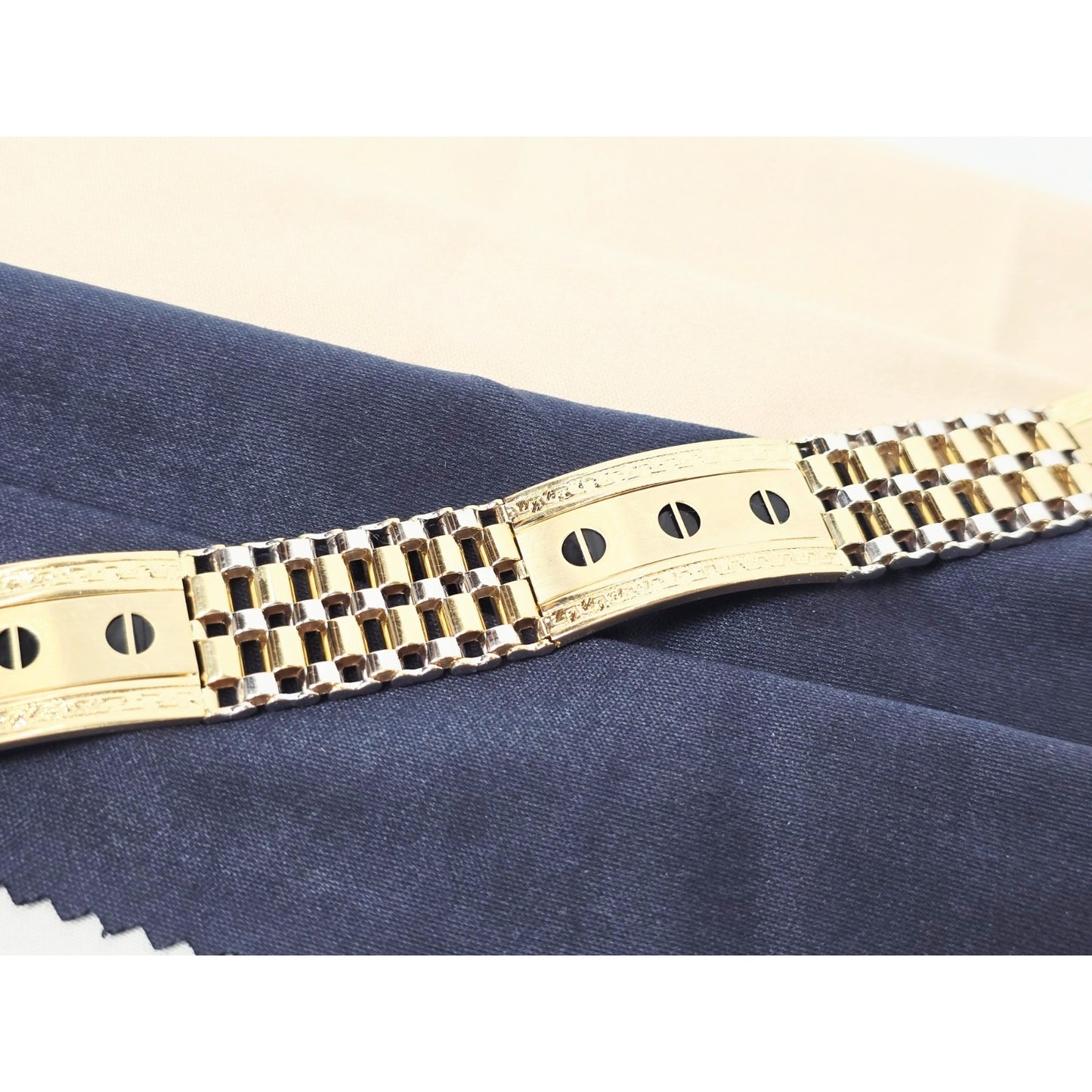 14K Two Tone Gold Rolex Style Enamel Link Bracelet