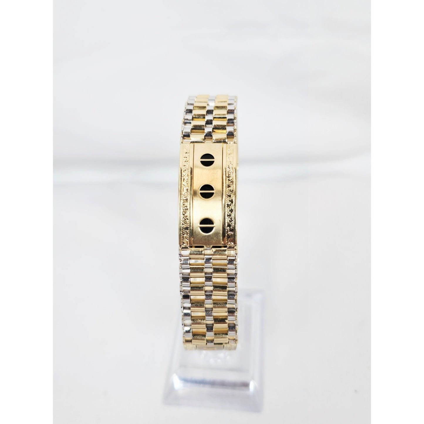 14K Two Tone Gold Rolex Style Enamel Link Bracelet