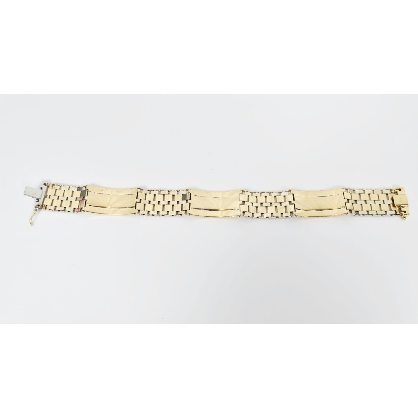 14K Two Tone Gold Rolex Style Enamel Link Bracelet