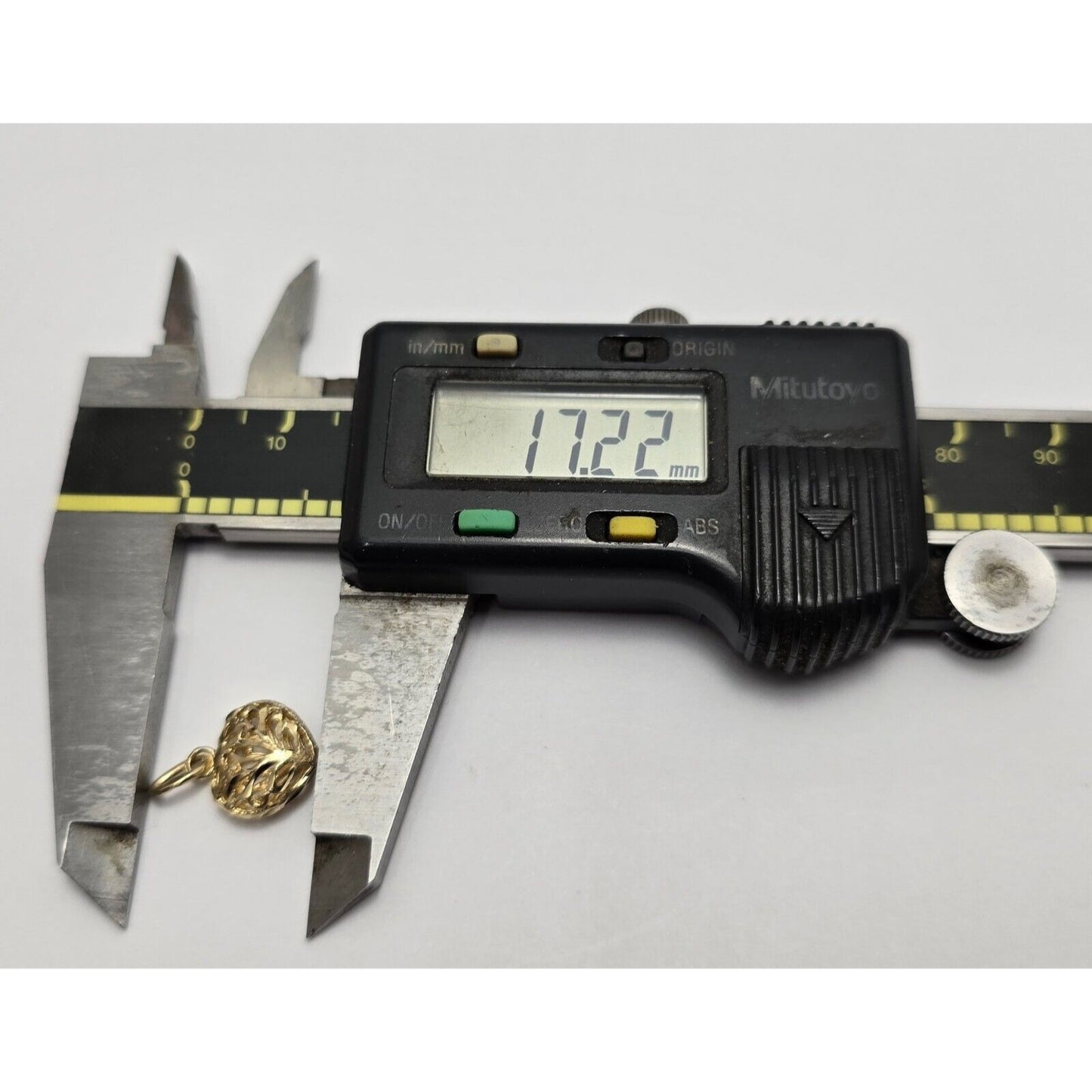 14K Yellow Gold Diamond Cut Heart Charm Pendant