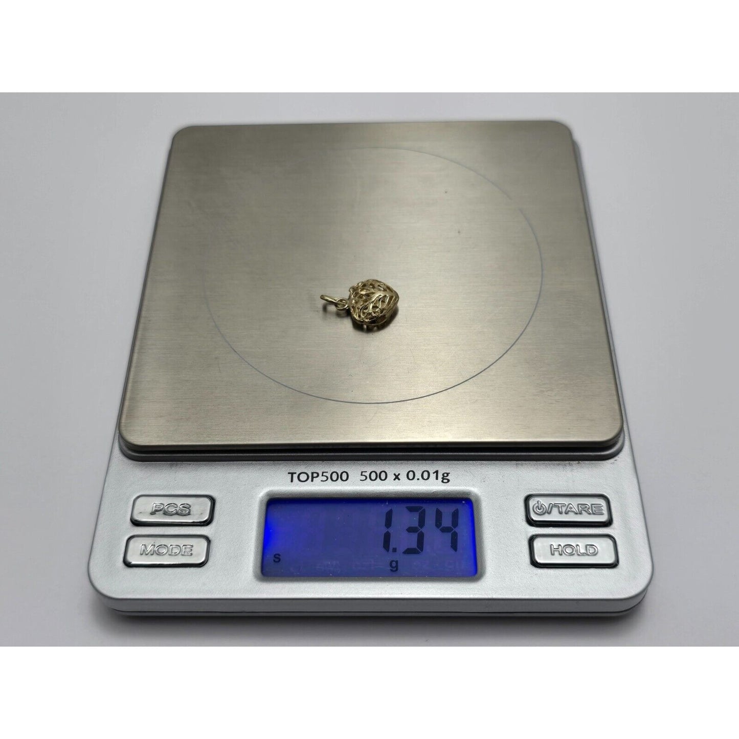 14K Yellow Gold Diamond Cut Heart Charm Pendant