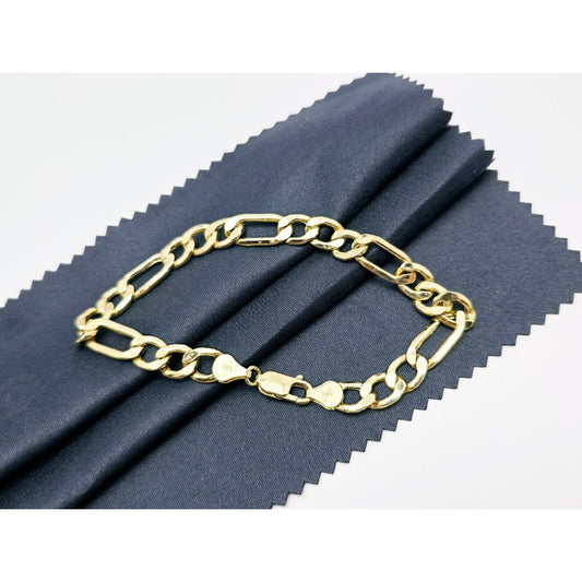 14K Yellow Gold Polished Figaro Link Bracelet