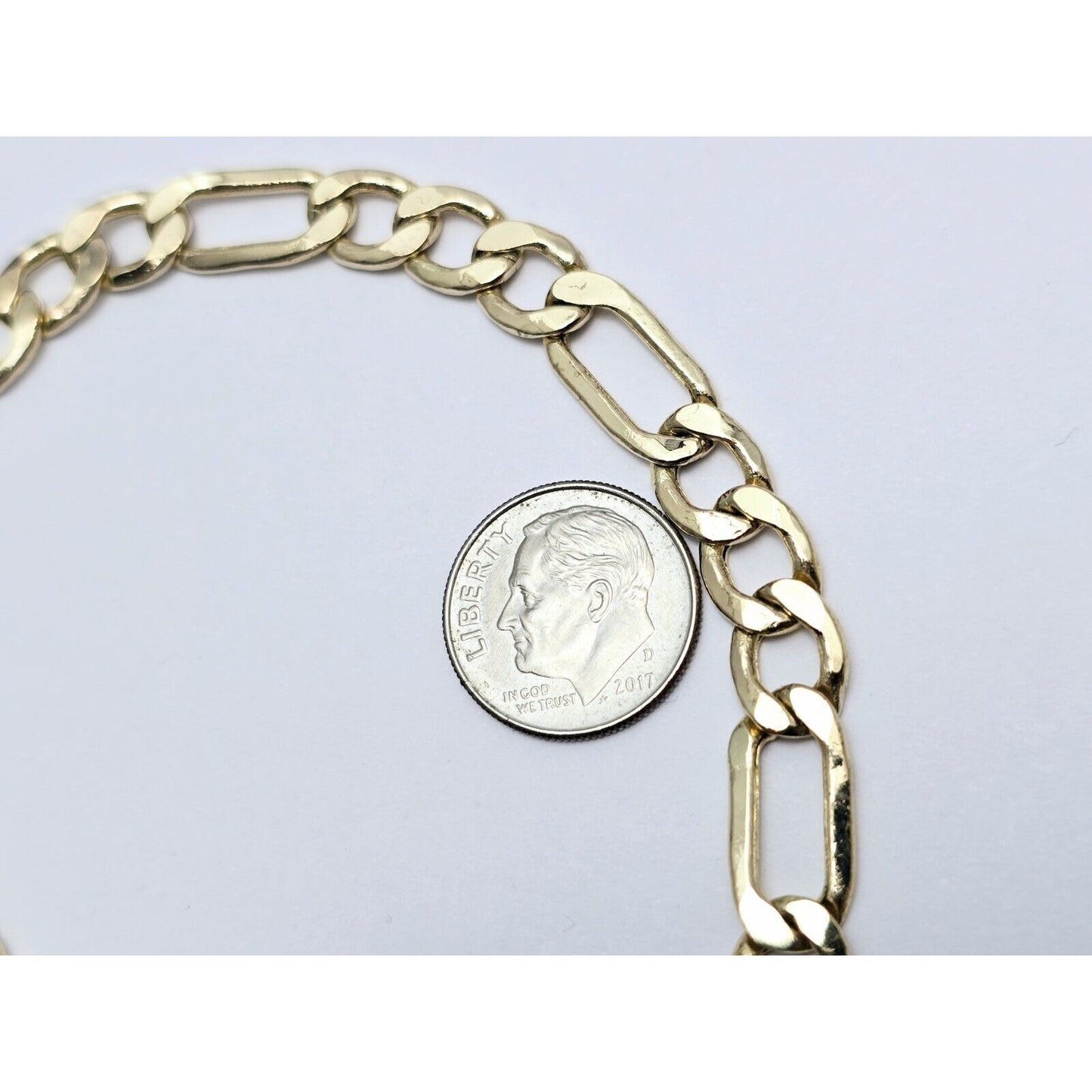 14K Yellow Gold Polished Figaro Link Bracelet