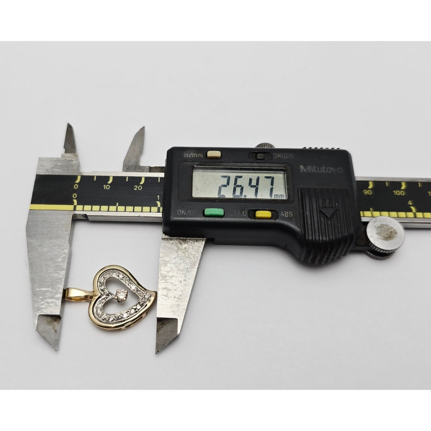 14K Two Tone Gold Double Open Heart Diamond Charm Pendant