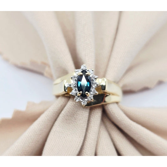 10K Yellow Gold Sapphire & Diamond Ring