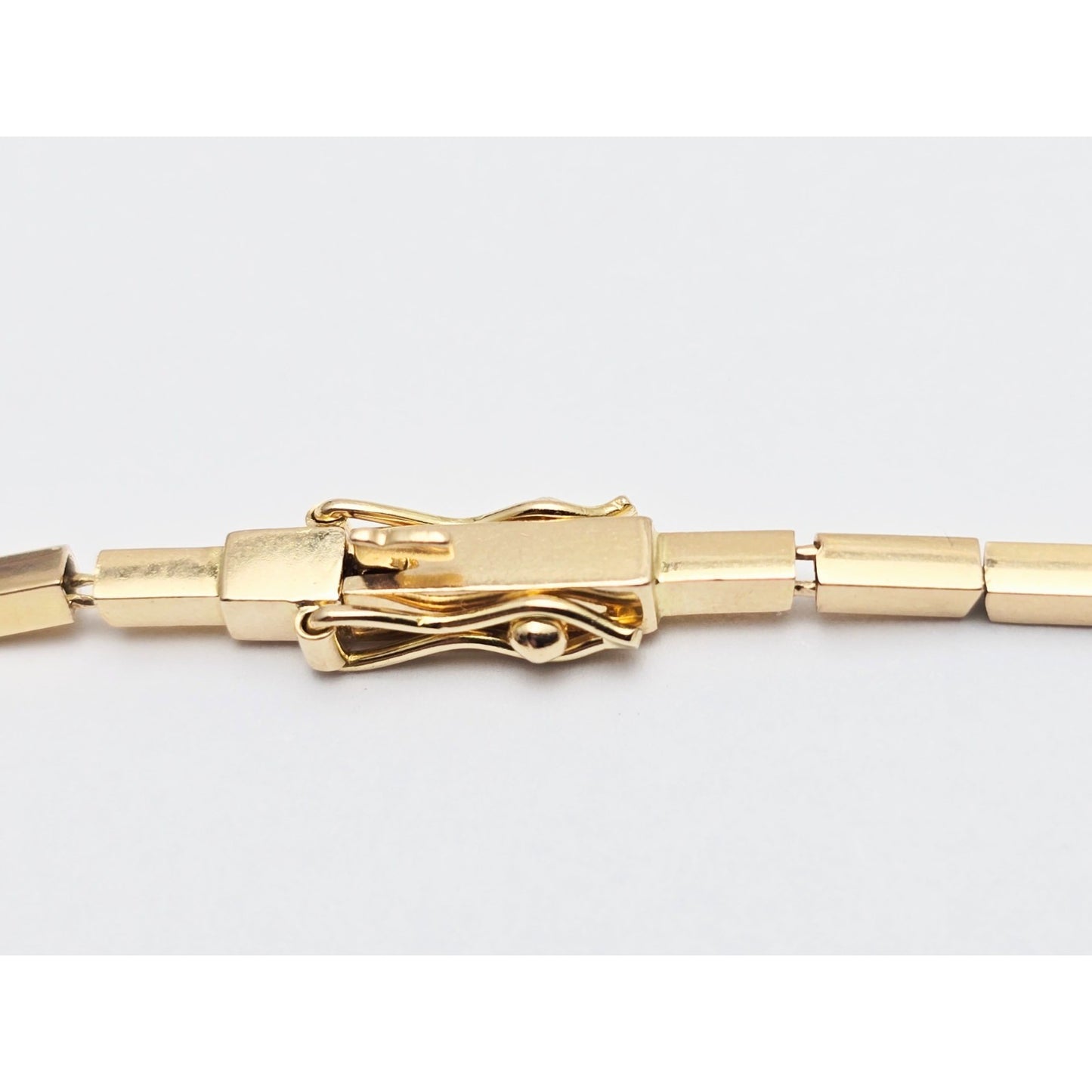 18K Yellow Gold Double Layer Tube Bar Bead Link Chain Necklace