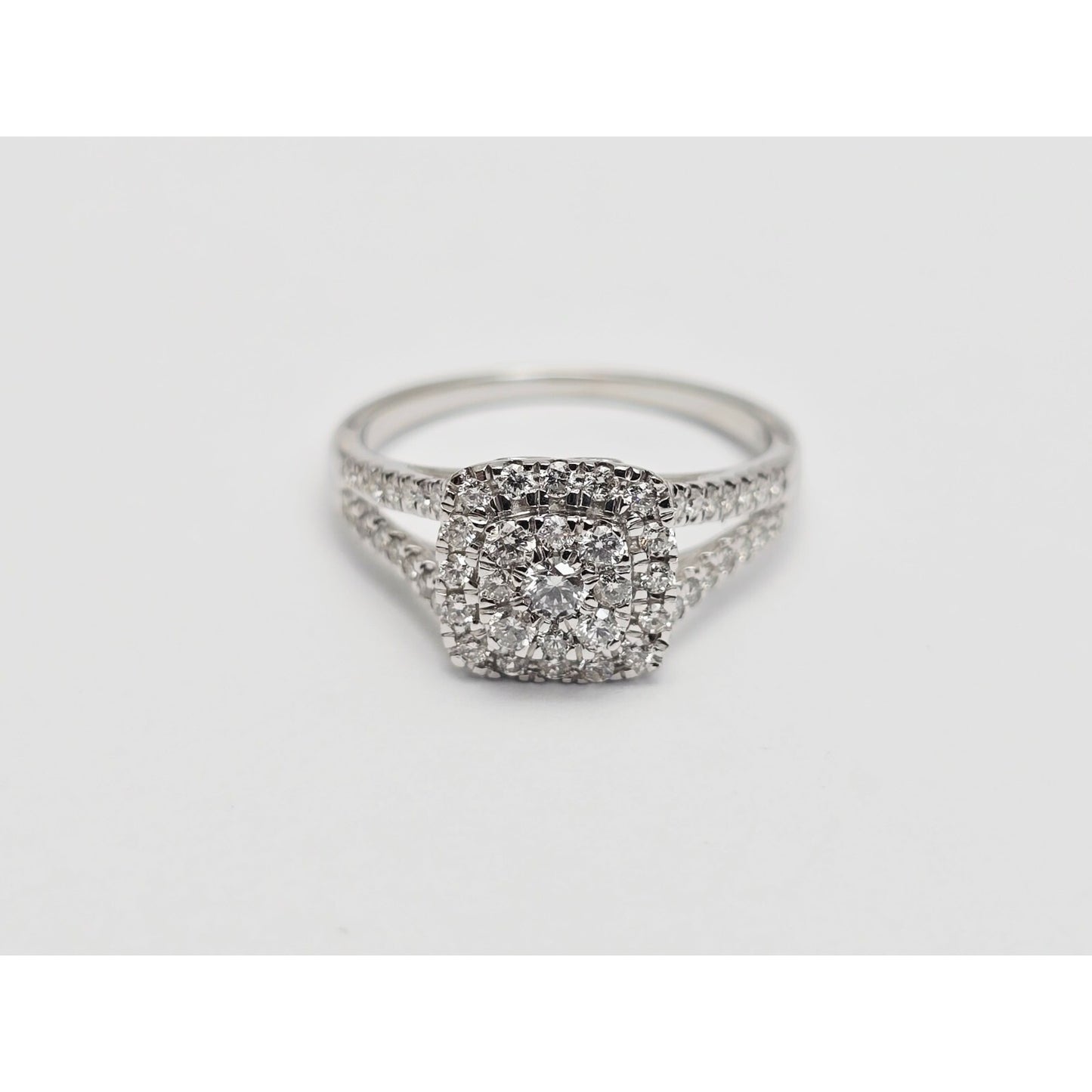 14K White Gold Ladies Diamond Halo Engagement Ring