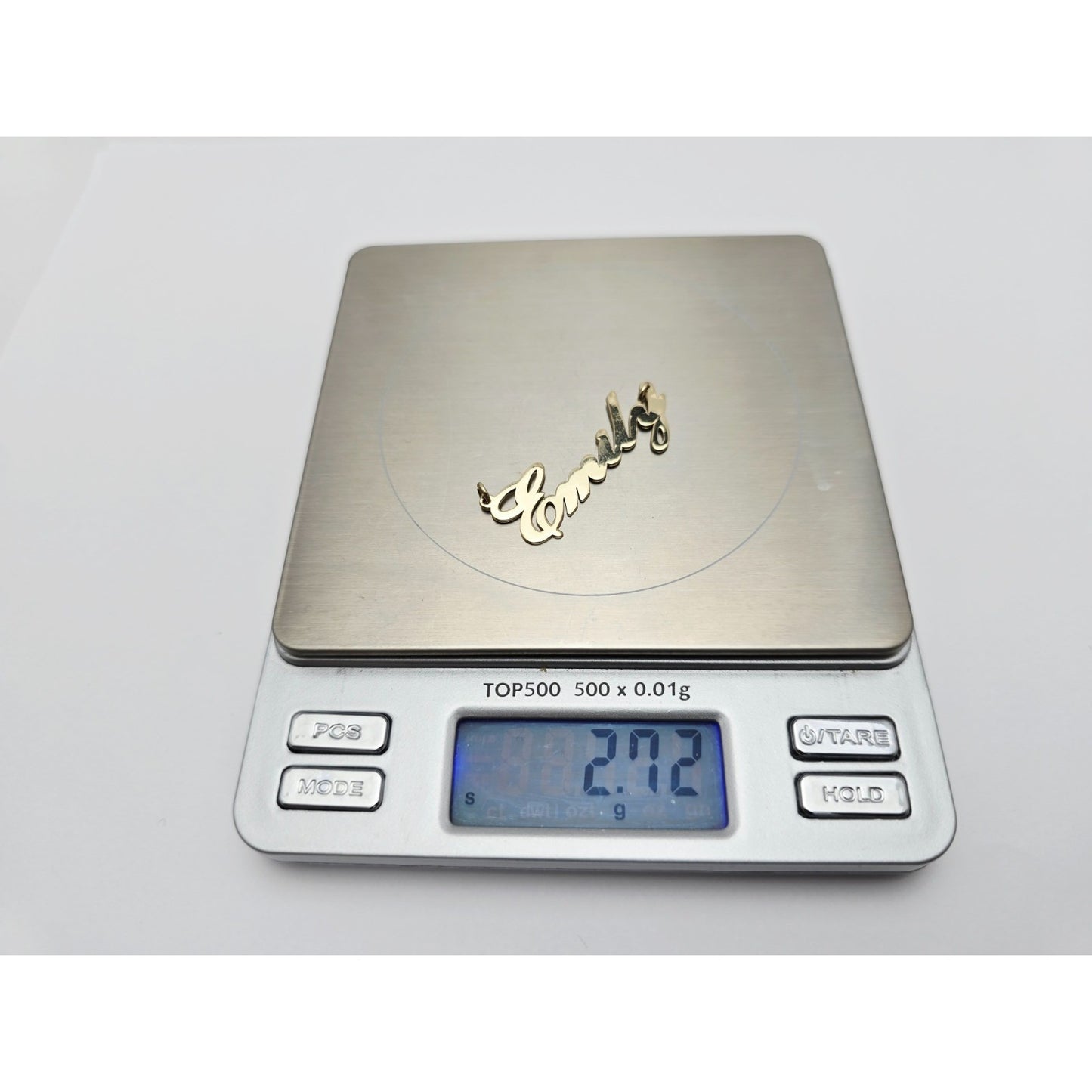 14K Yellow Gold Name Initial " Emily " Charm Pendant