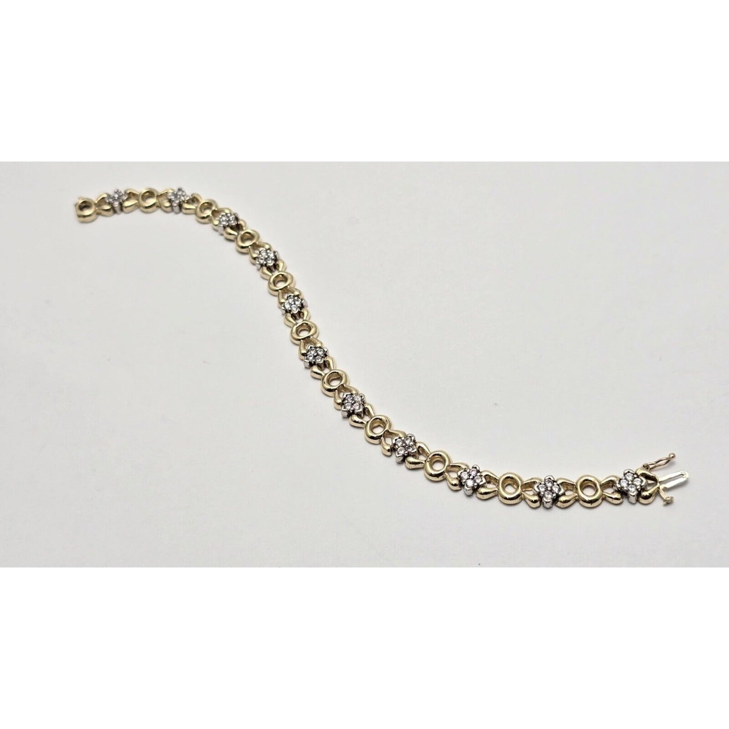 14K Two Tone Gold CZ Tennis Link Bracelet