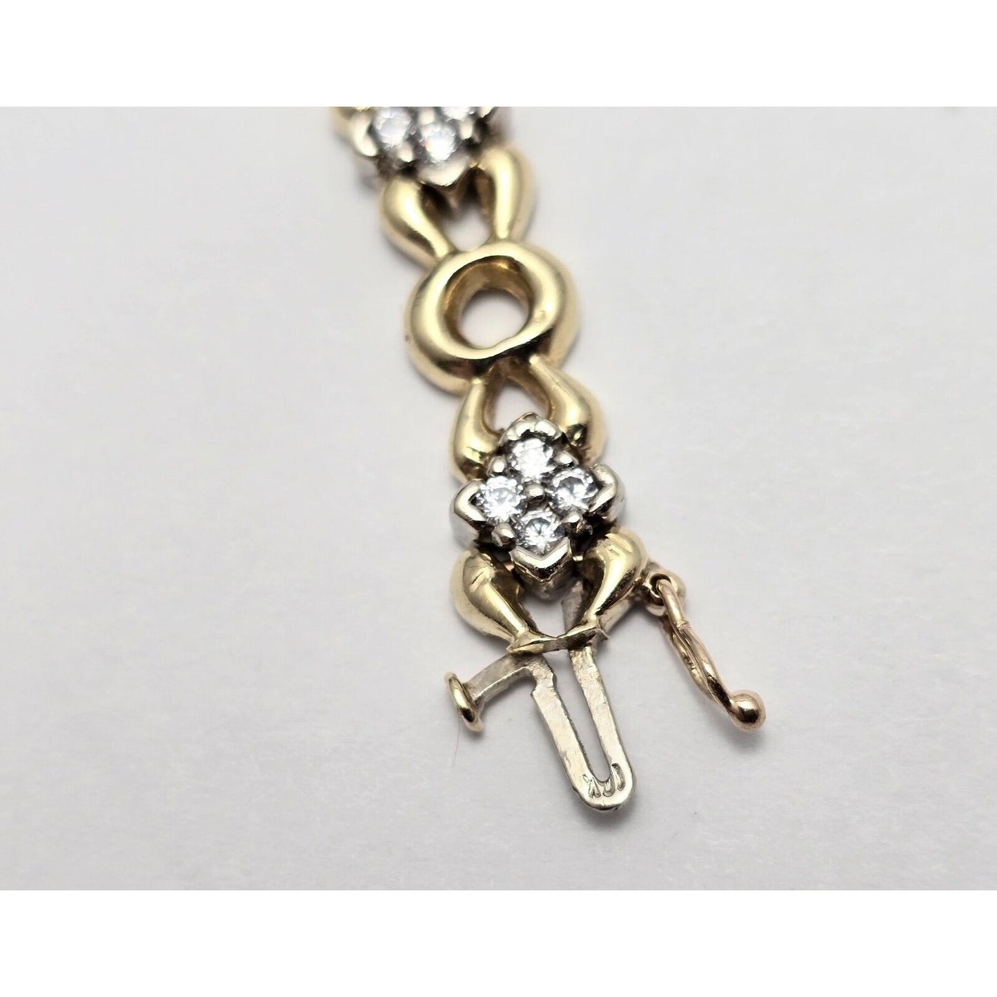 14K Two Tone Gold CZ Tennis Link Bracelet