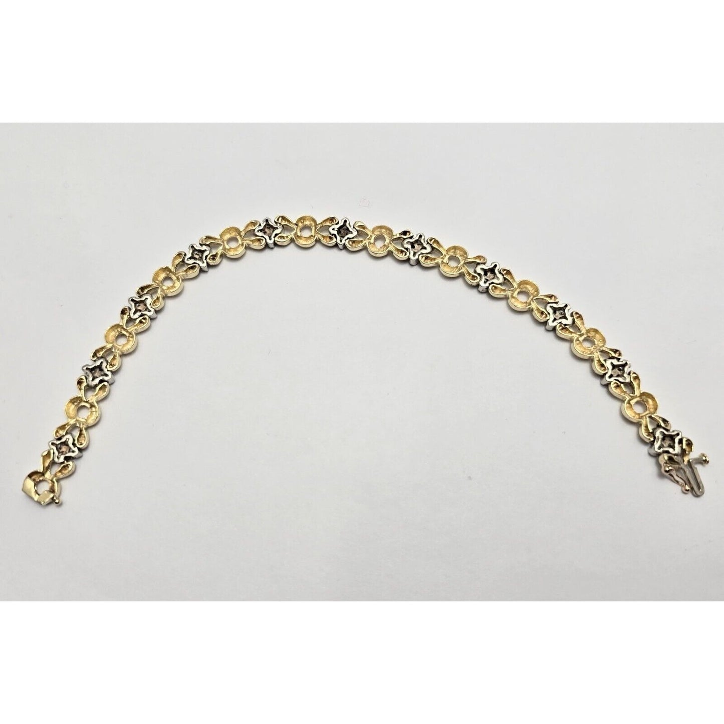14K Two Tone Gold CZ Tennis Link Bracelet