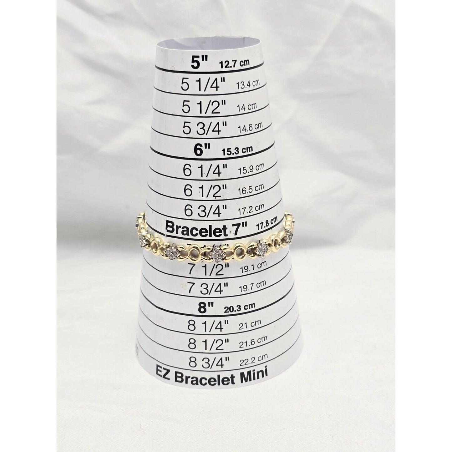 14K Two Tone Gold CZ Tennis Link Bracelet