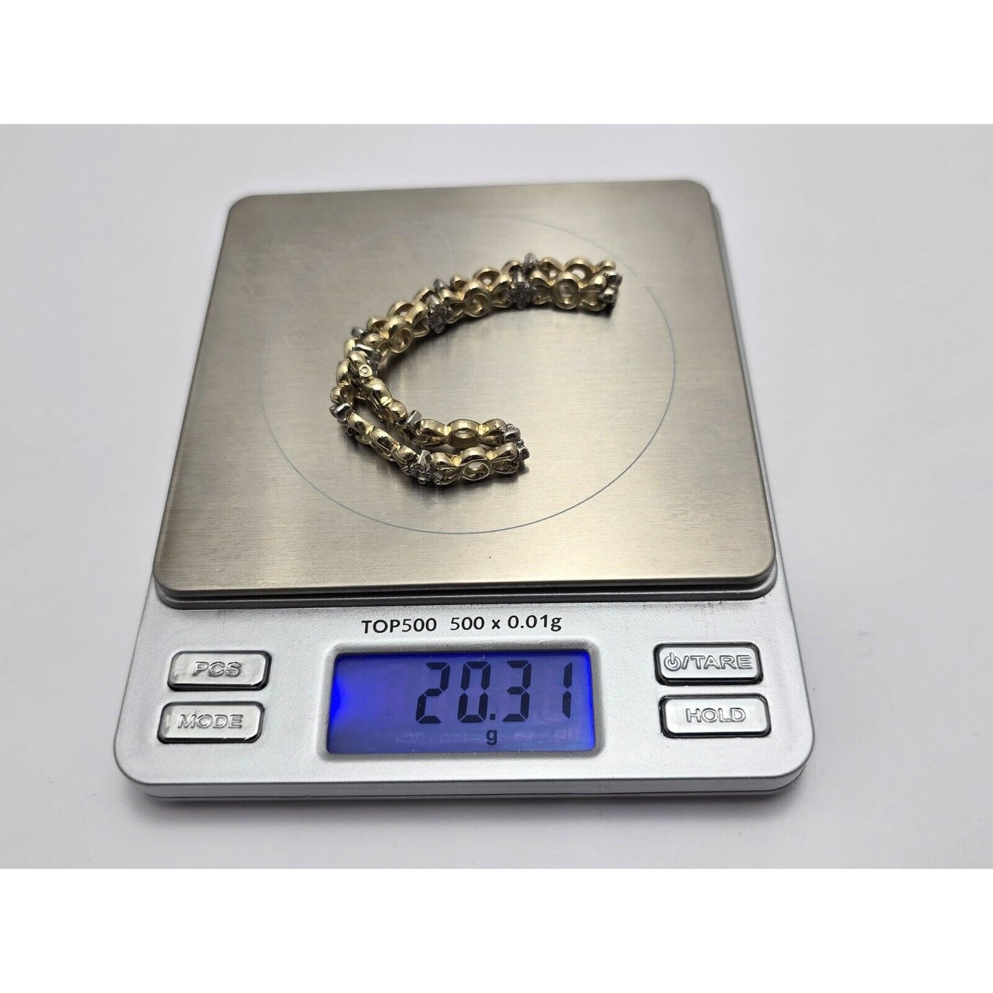 14K Two Tone Gold CZ Tennis Link Bracelet