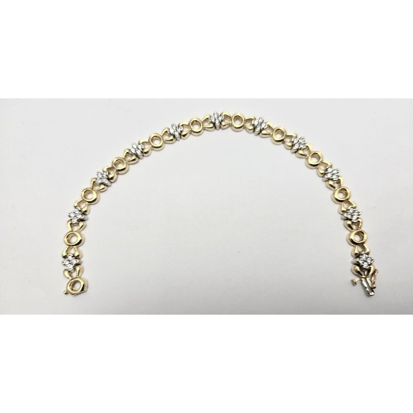 14K Two Tone Gold CZ Tennis Link Bracelet