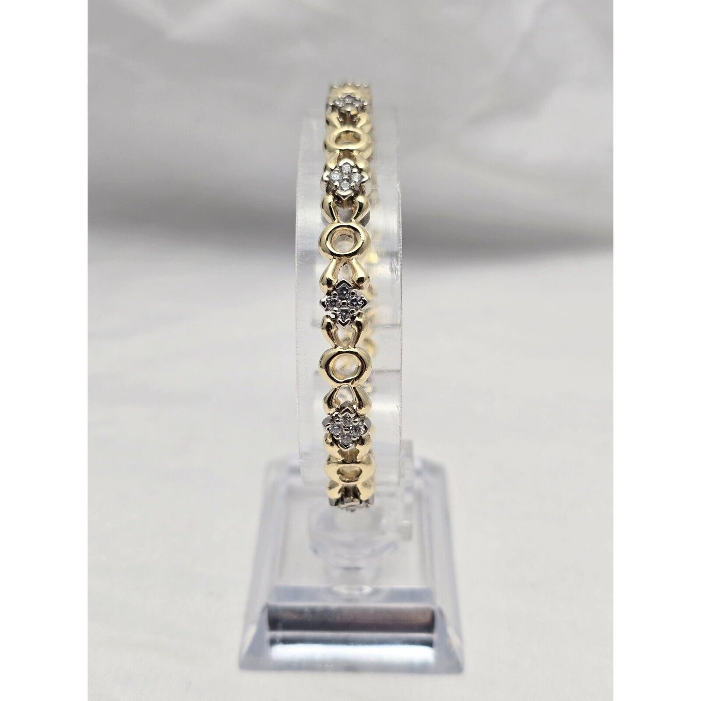 14K Two Tone Gold CZ Tennis Link Bracelet