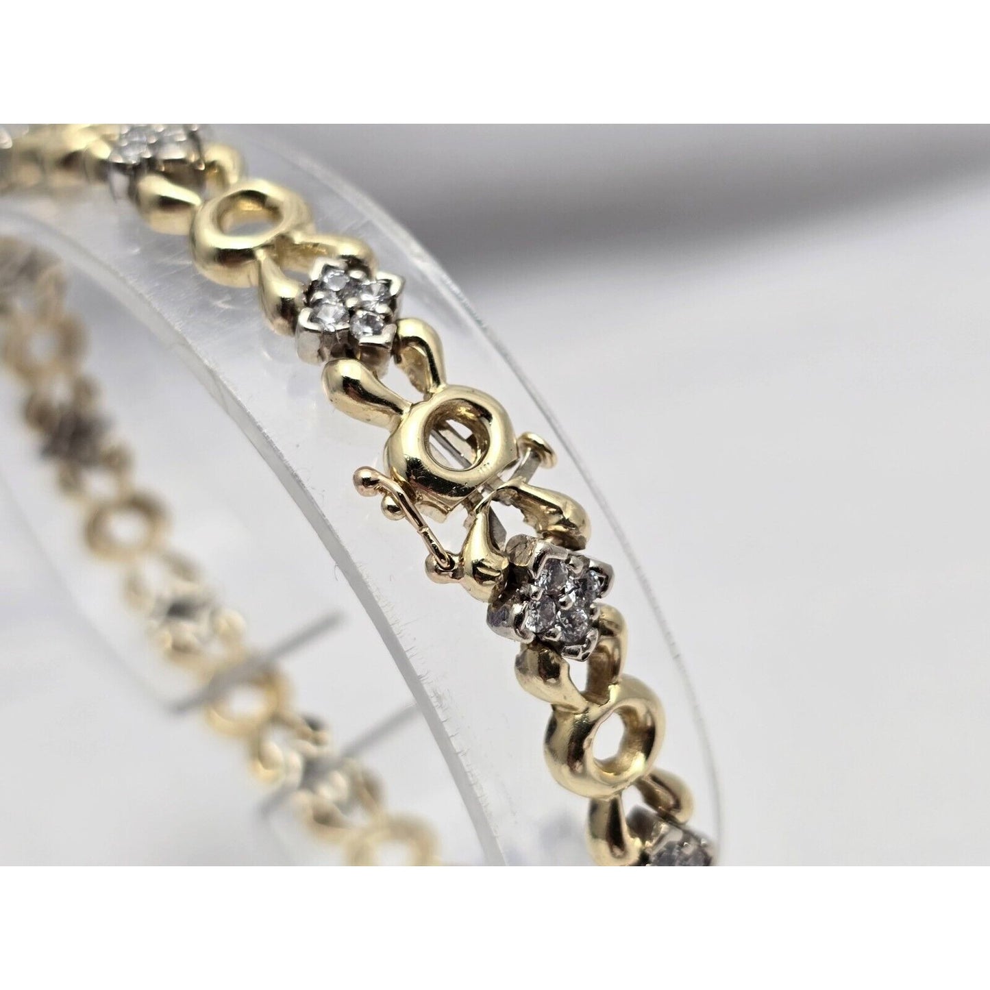 14K Two Tone Gold CZ Tennis Link Bracelet