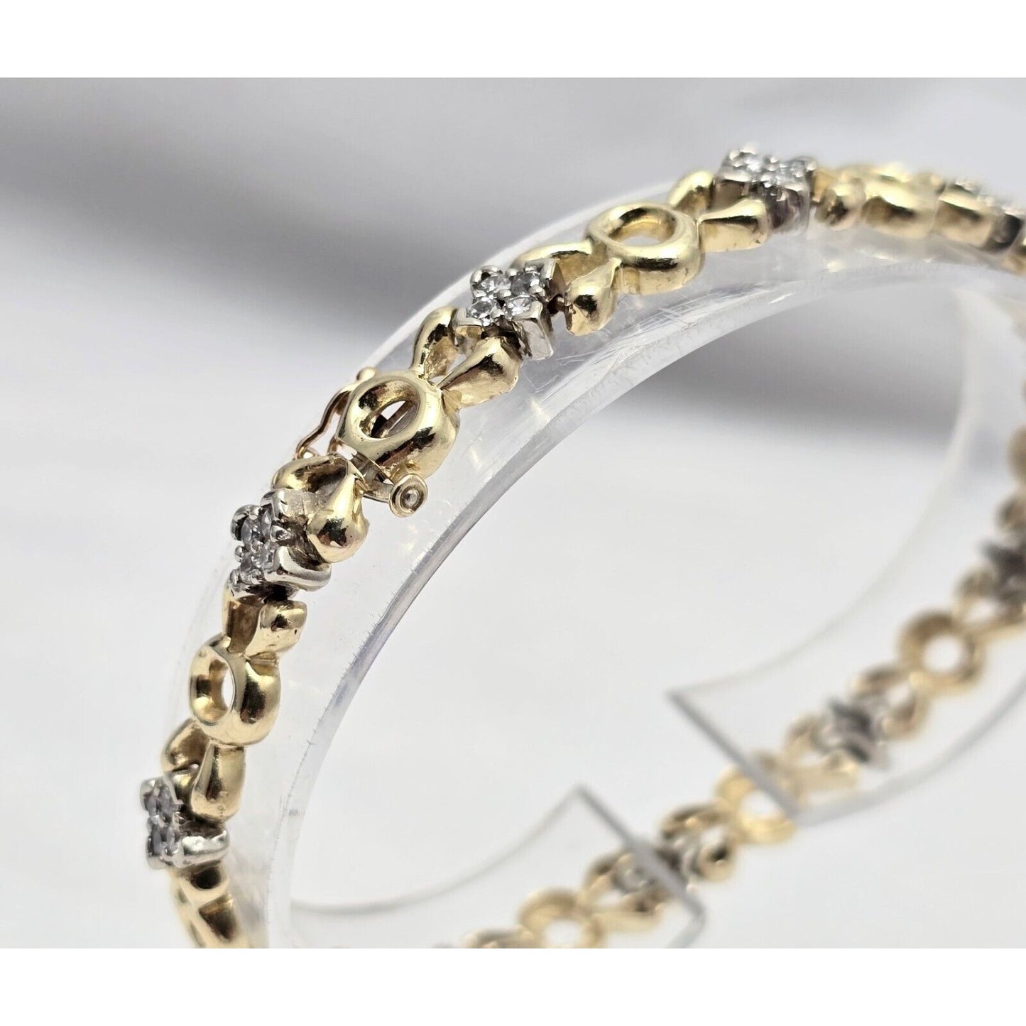 14K Two Tone Gold CZ Tennis Link Bracelet