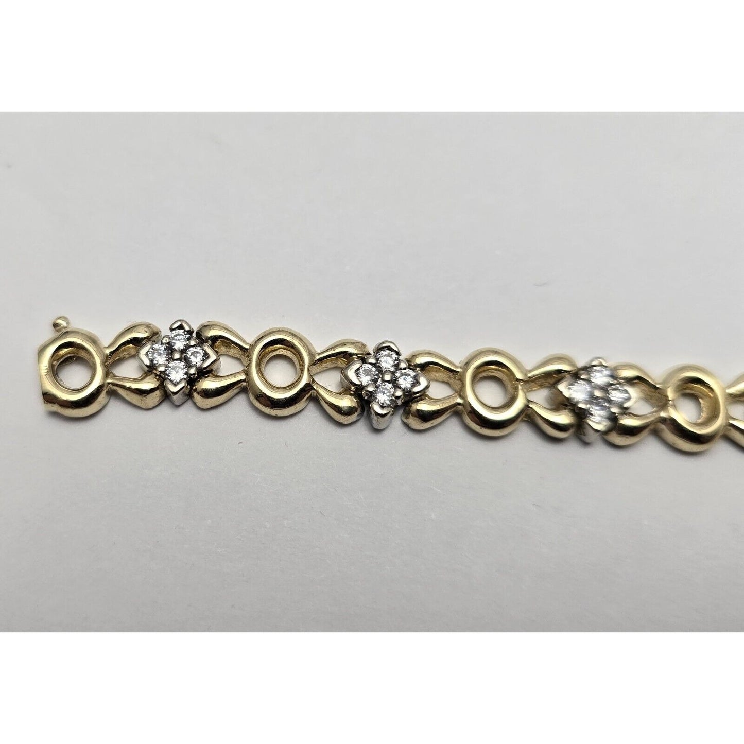 14K Two Tone Gold CZ Tennis Link Bracelet