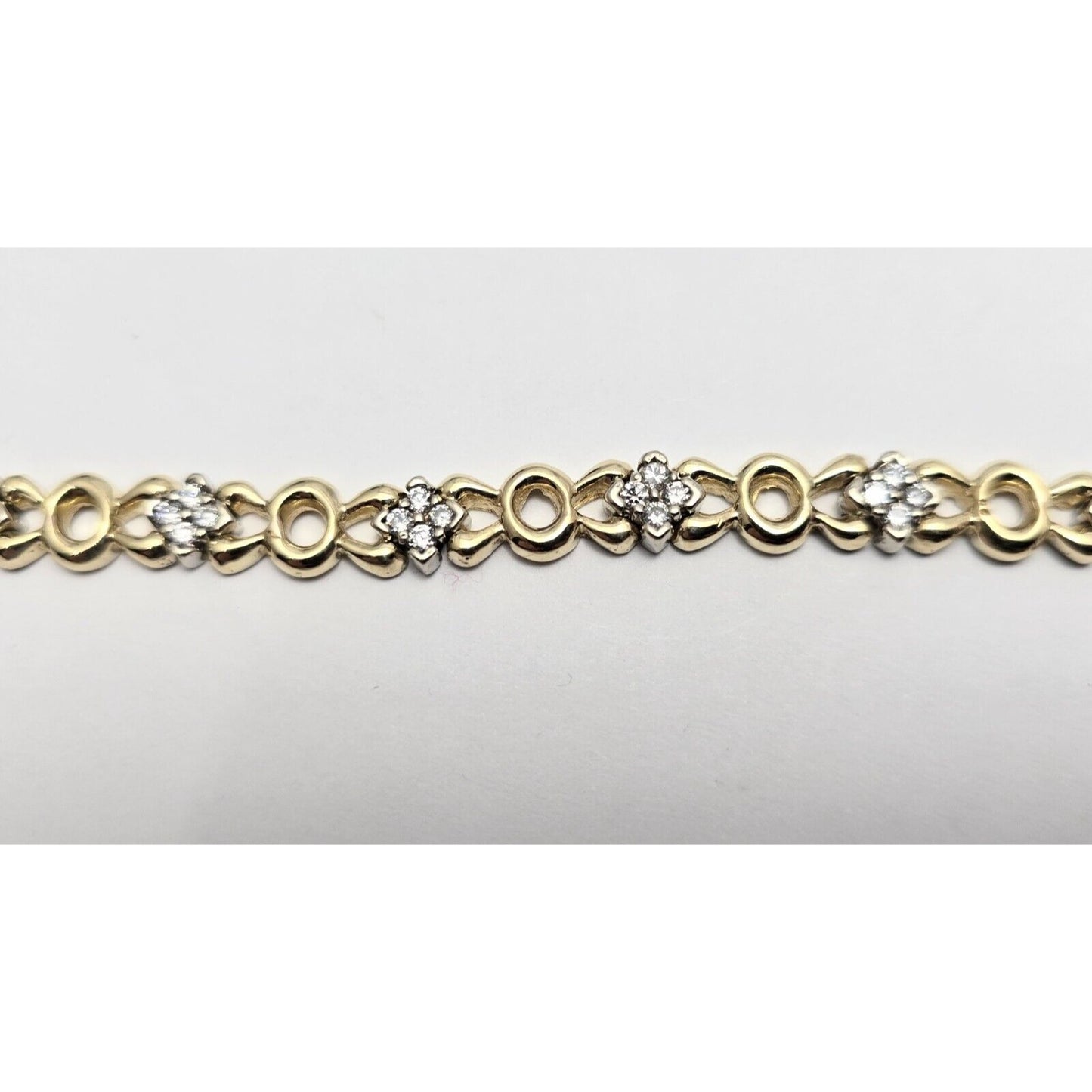 14K Two Tone Gold CZ Tennis Link Bracelet