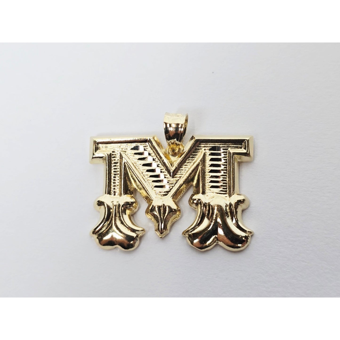 14K Yellow Gold Initial Letter " M " Charm Pendant
