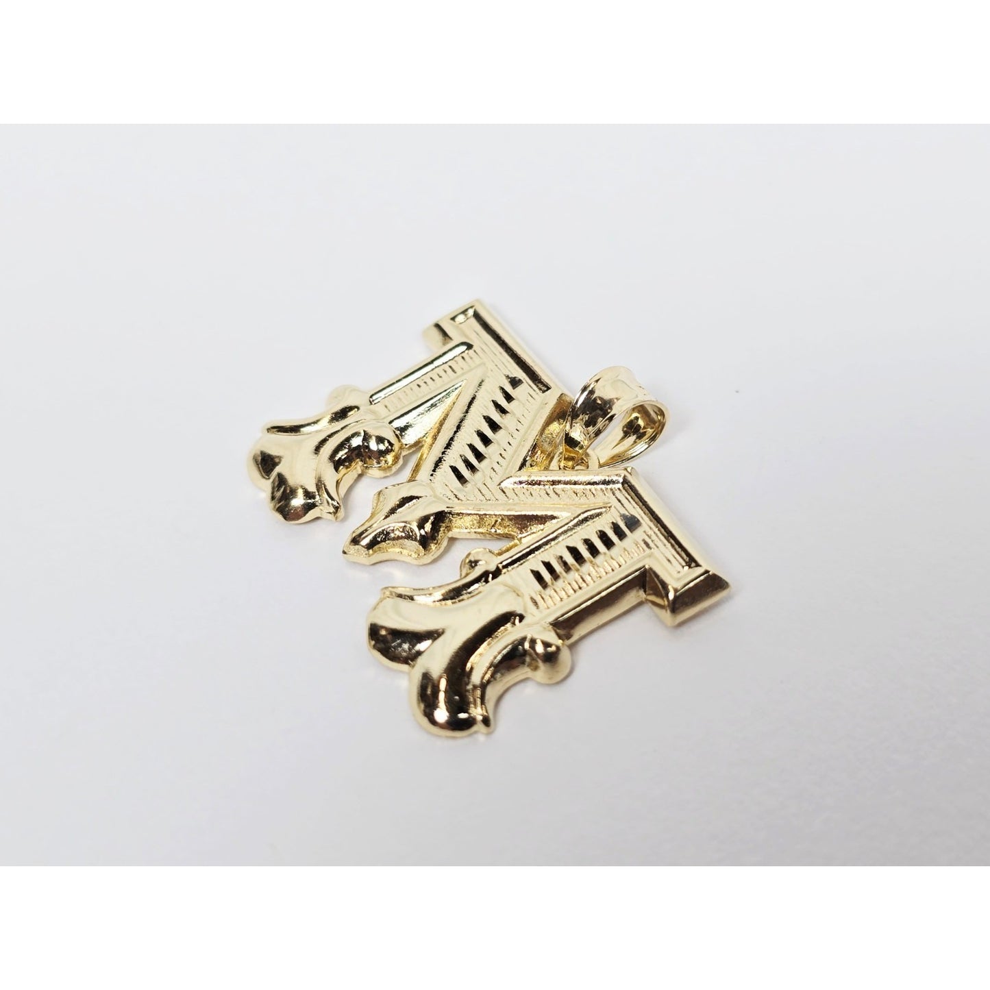 14K Yellow Gold Initial Letter " M " Charm Pendant