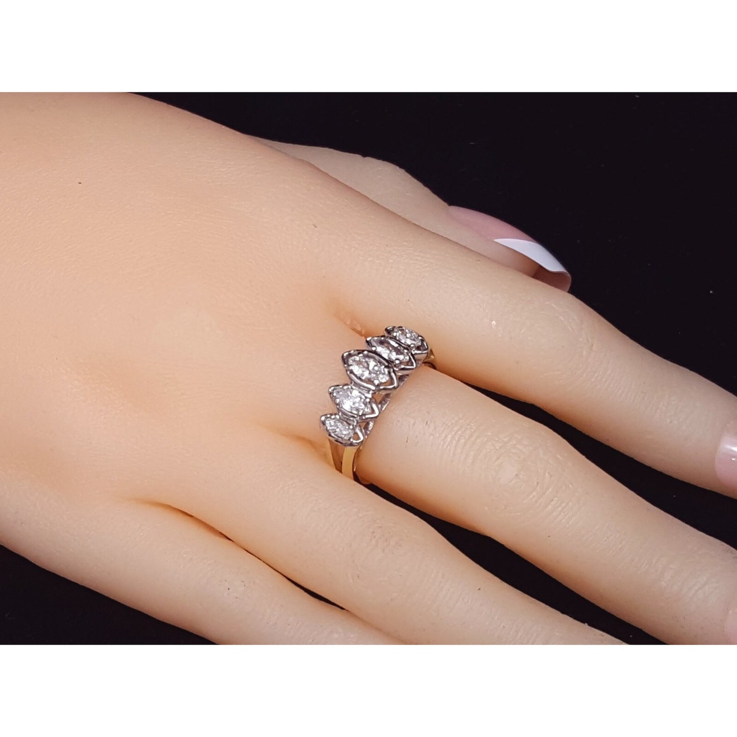 18K & 14K Two Tone Gold 5 Piece Marquise Diamond Ring