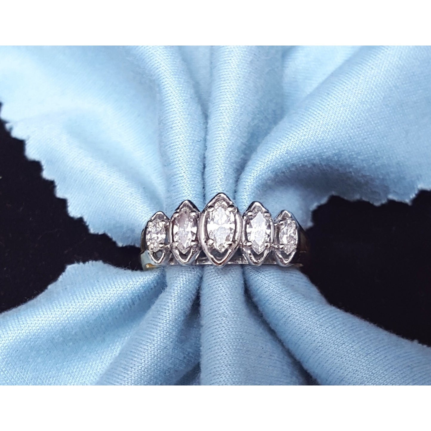 18K & 14K Two Tone Gold 5 Piece Marquise Diamond Ring