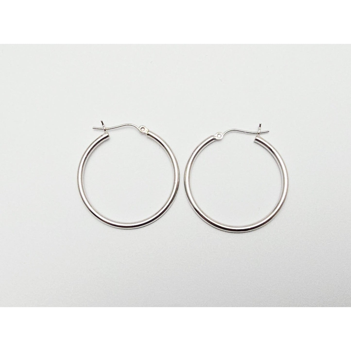Medium Sized 14K White Gold Hinged Hoop Earrings