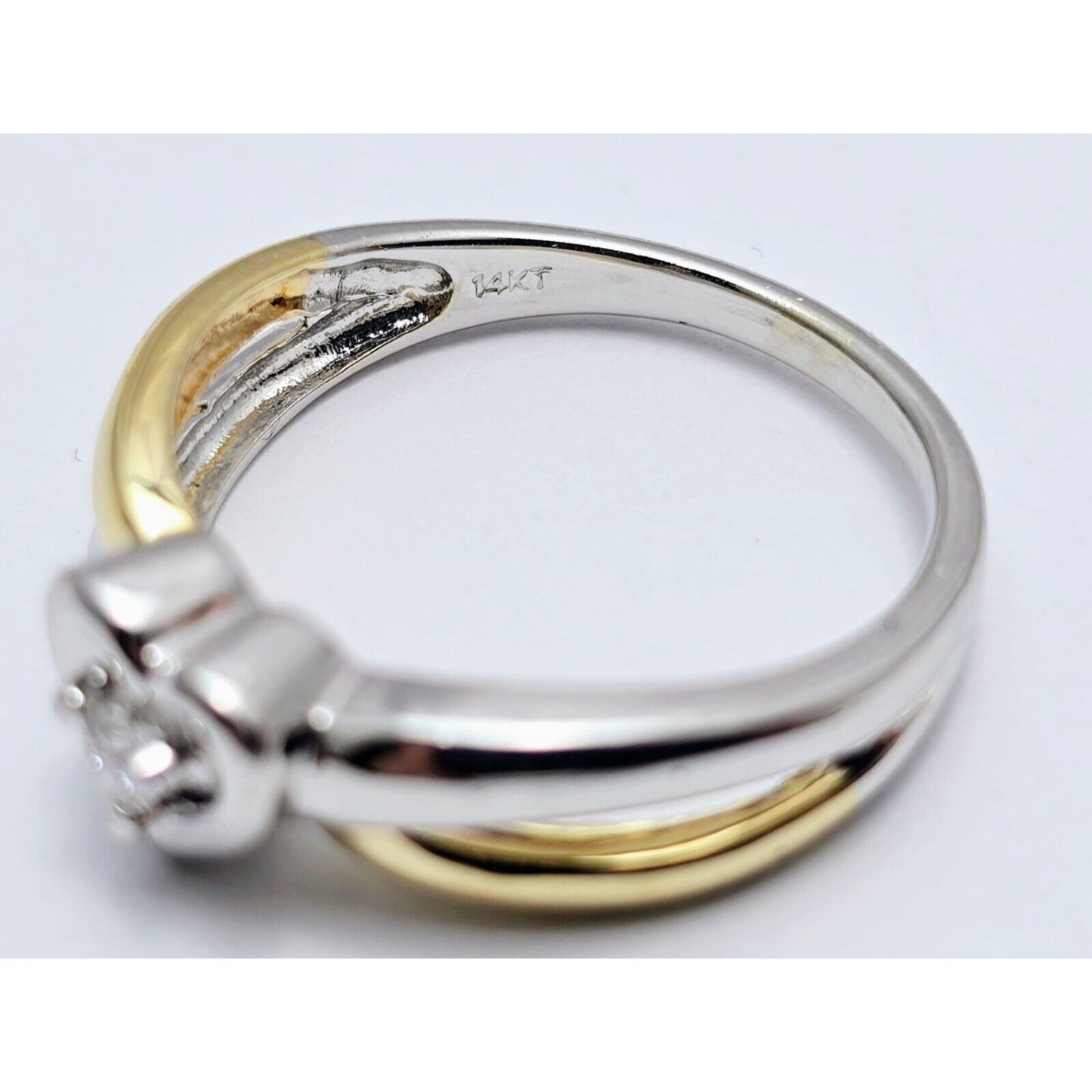 14K Two Tone Gold Diamond Heart Ring