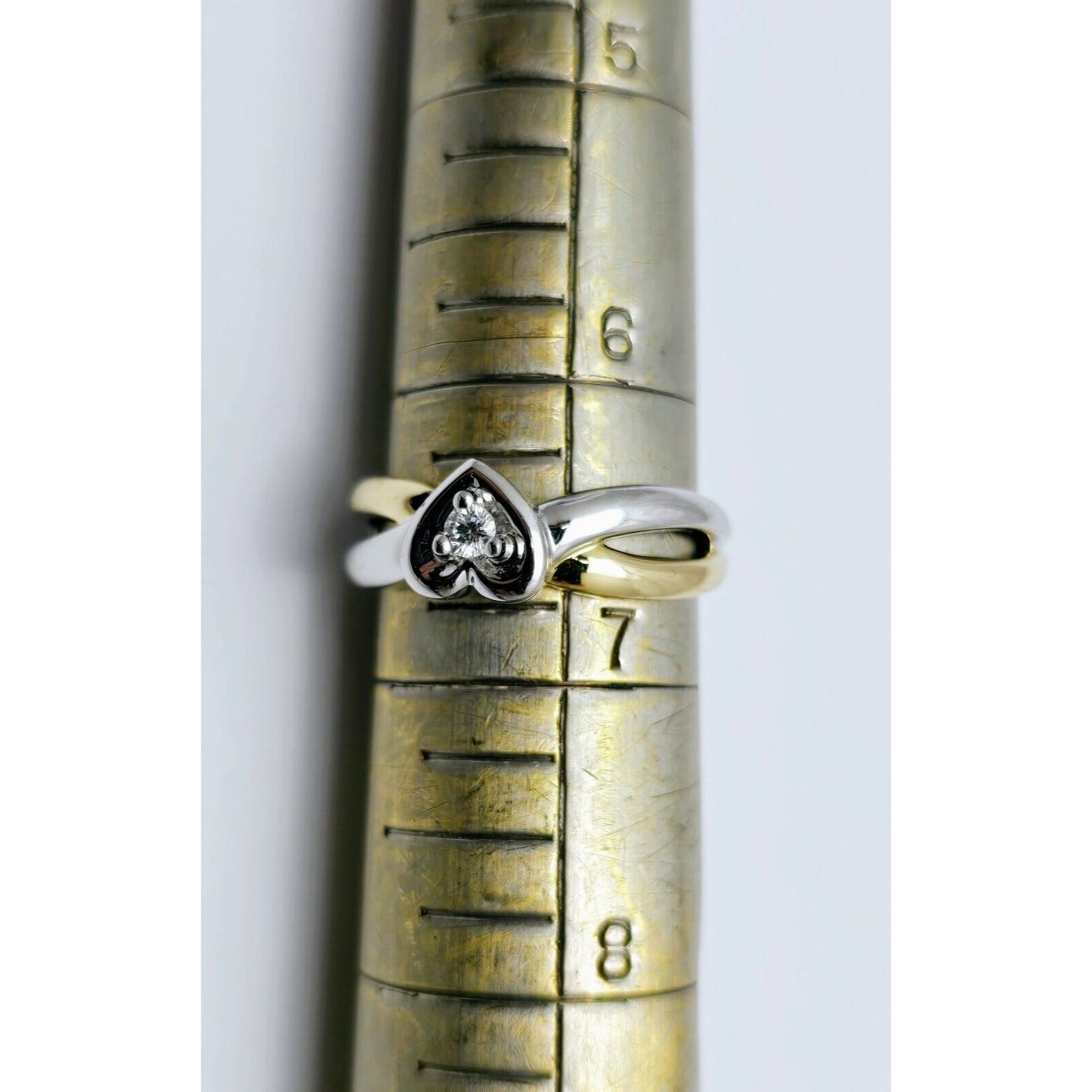 14K Two Tone Gold Diamond Heart Ring