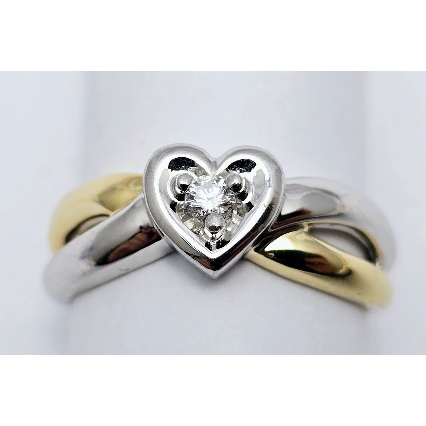 14K Two Tone Gold Diamond Heart Ring