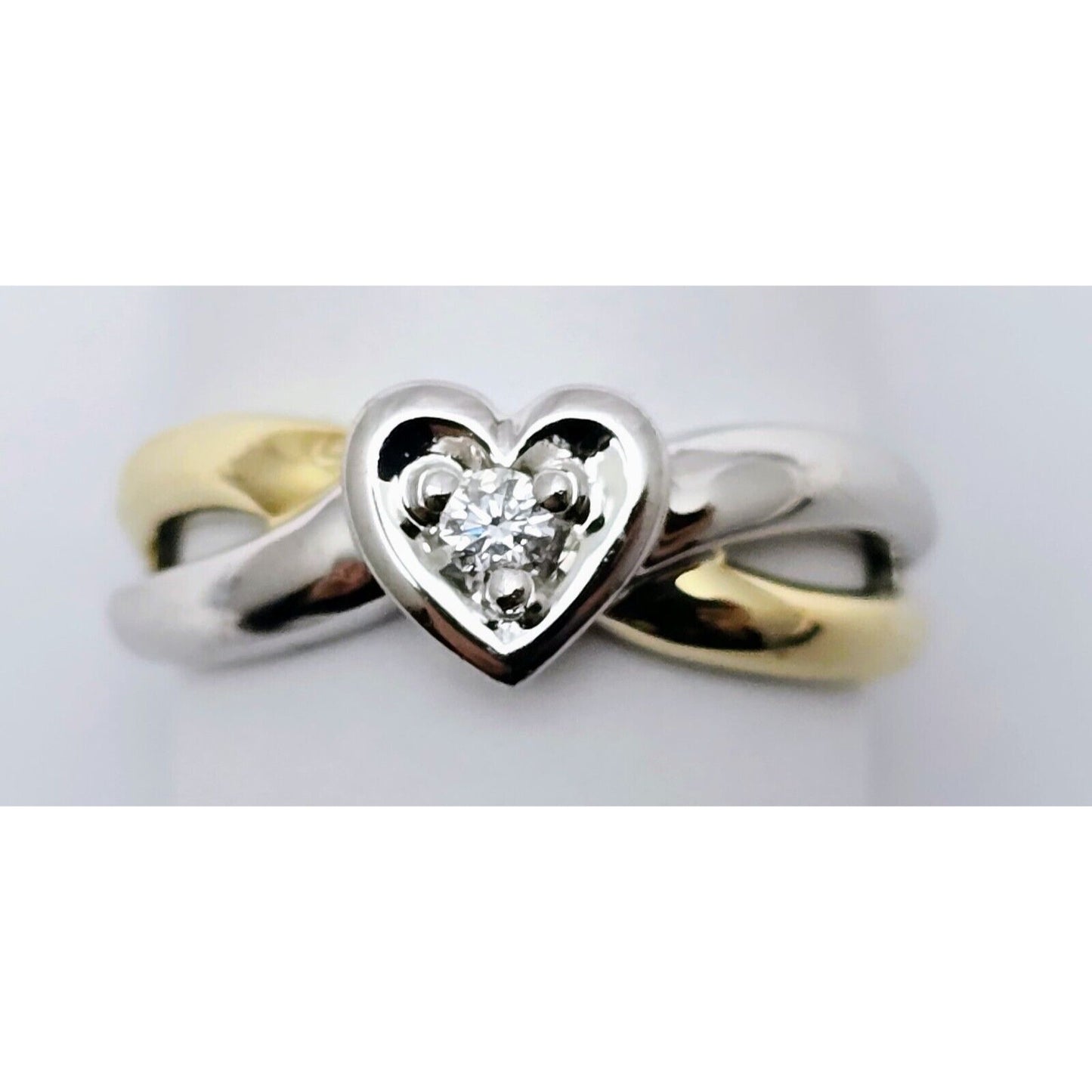 14K Two Tone Gold Diamond Heart Ring