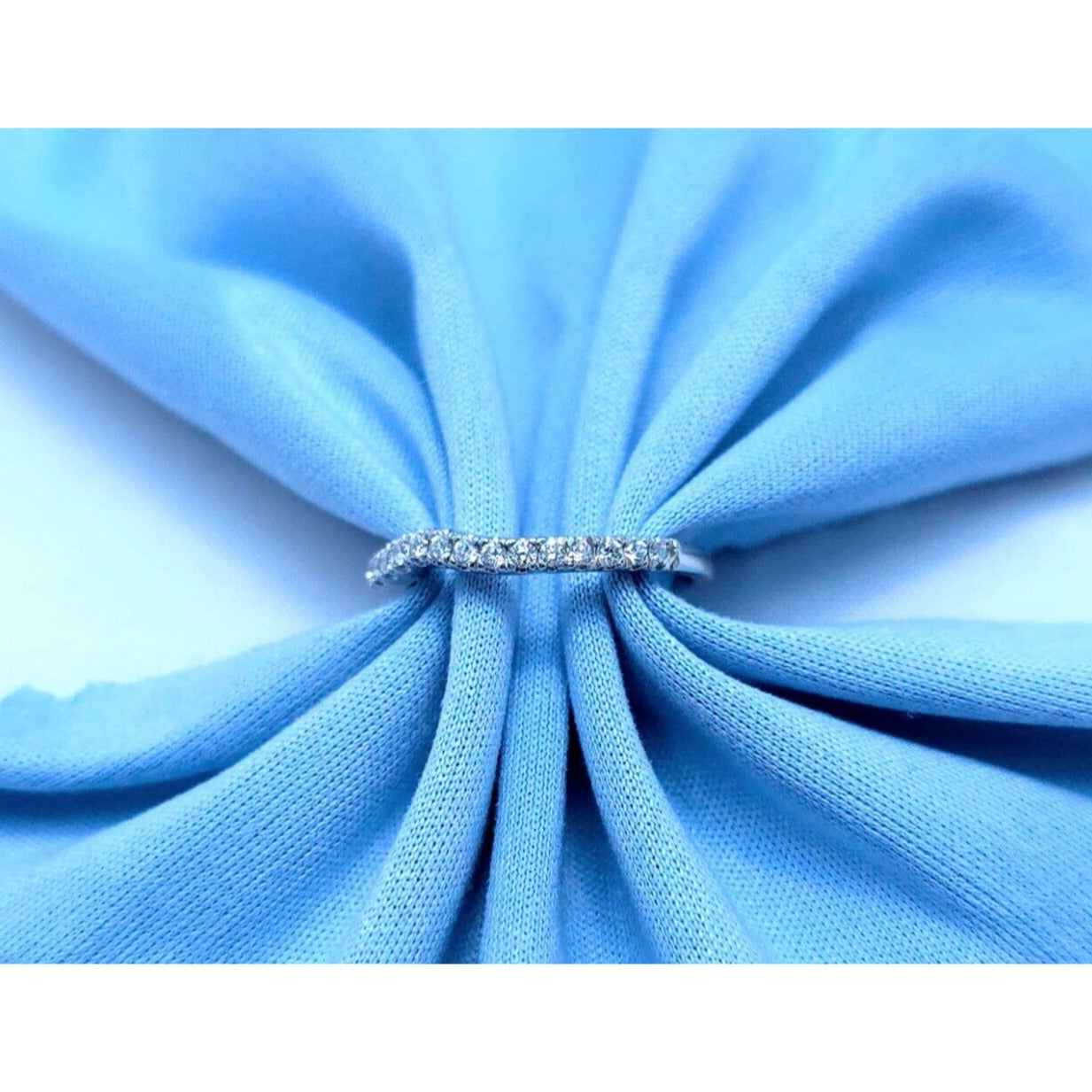 10K White Gold Single Row Diamond Curved Wedding Band Ring