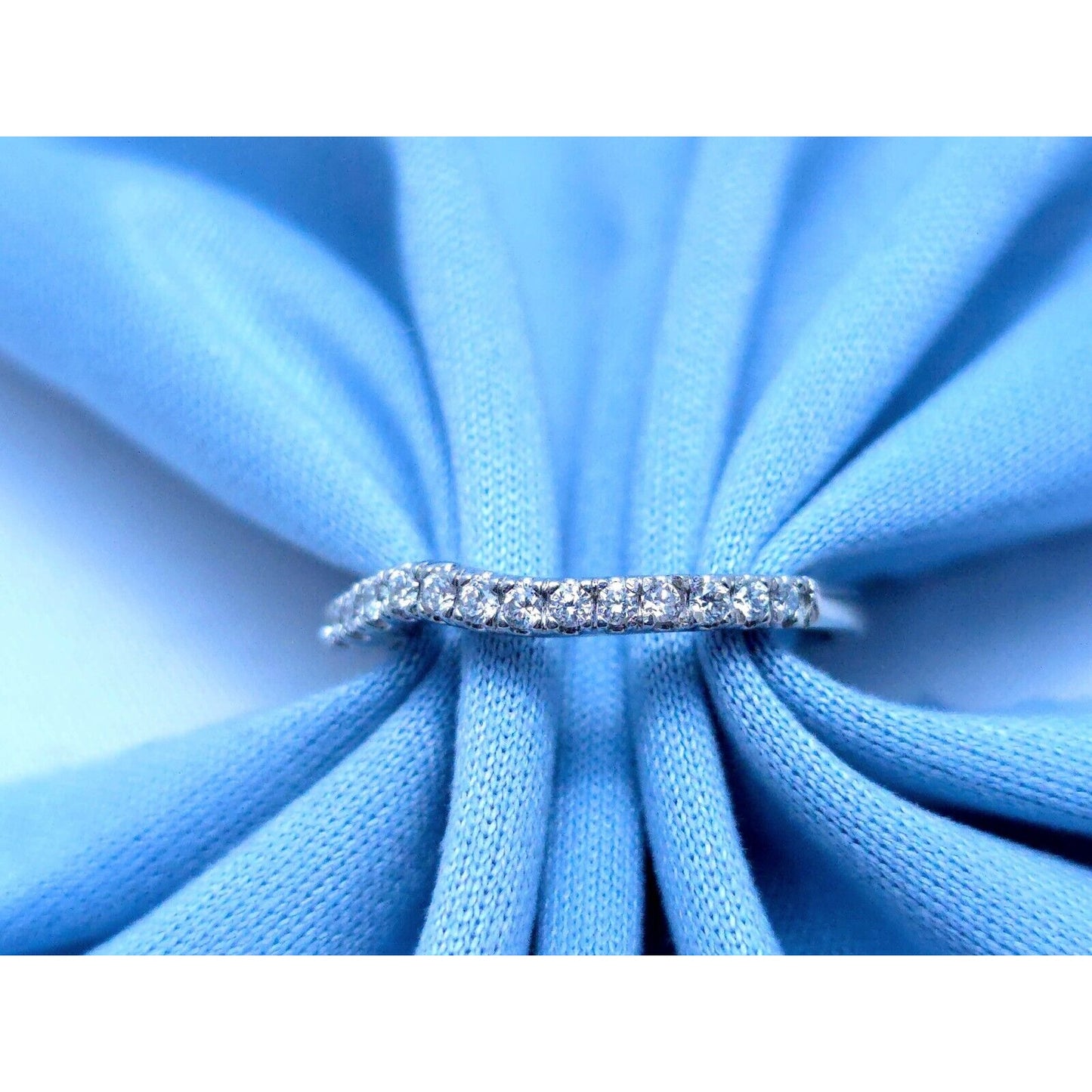 10K White Gold Single Row Diamond Curved Wedding Band Ring