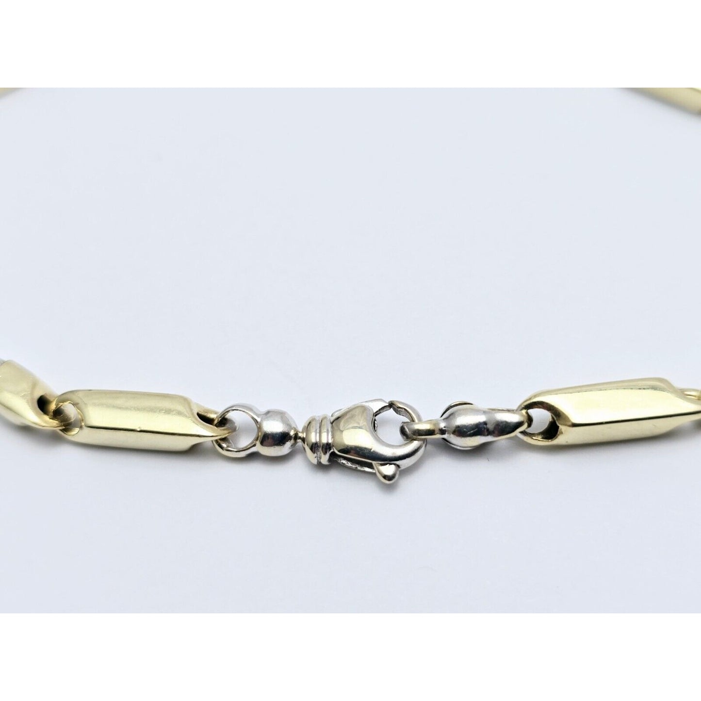 14K Two Tone Gold Square Link Bracelet