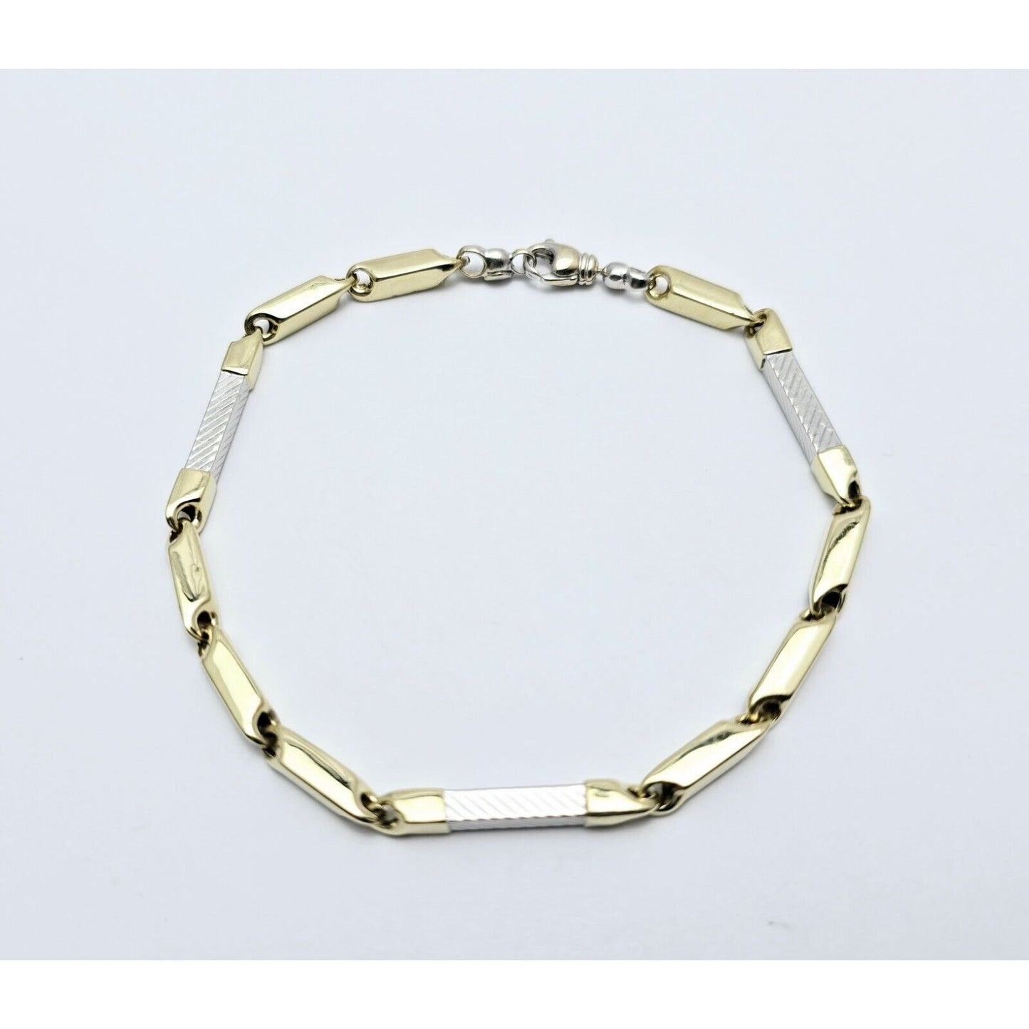 14K Two Tone Gold Square Link Bracelet