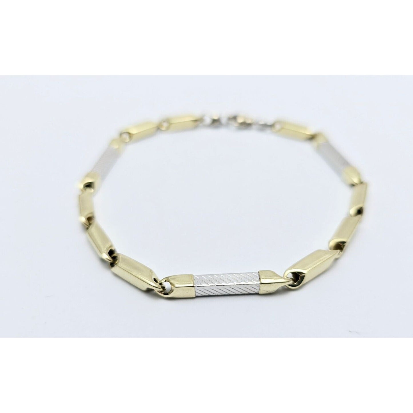 14K Two Tone Gold Square Link Bracelet