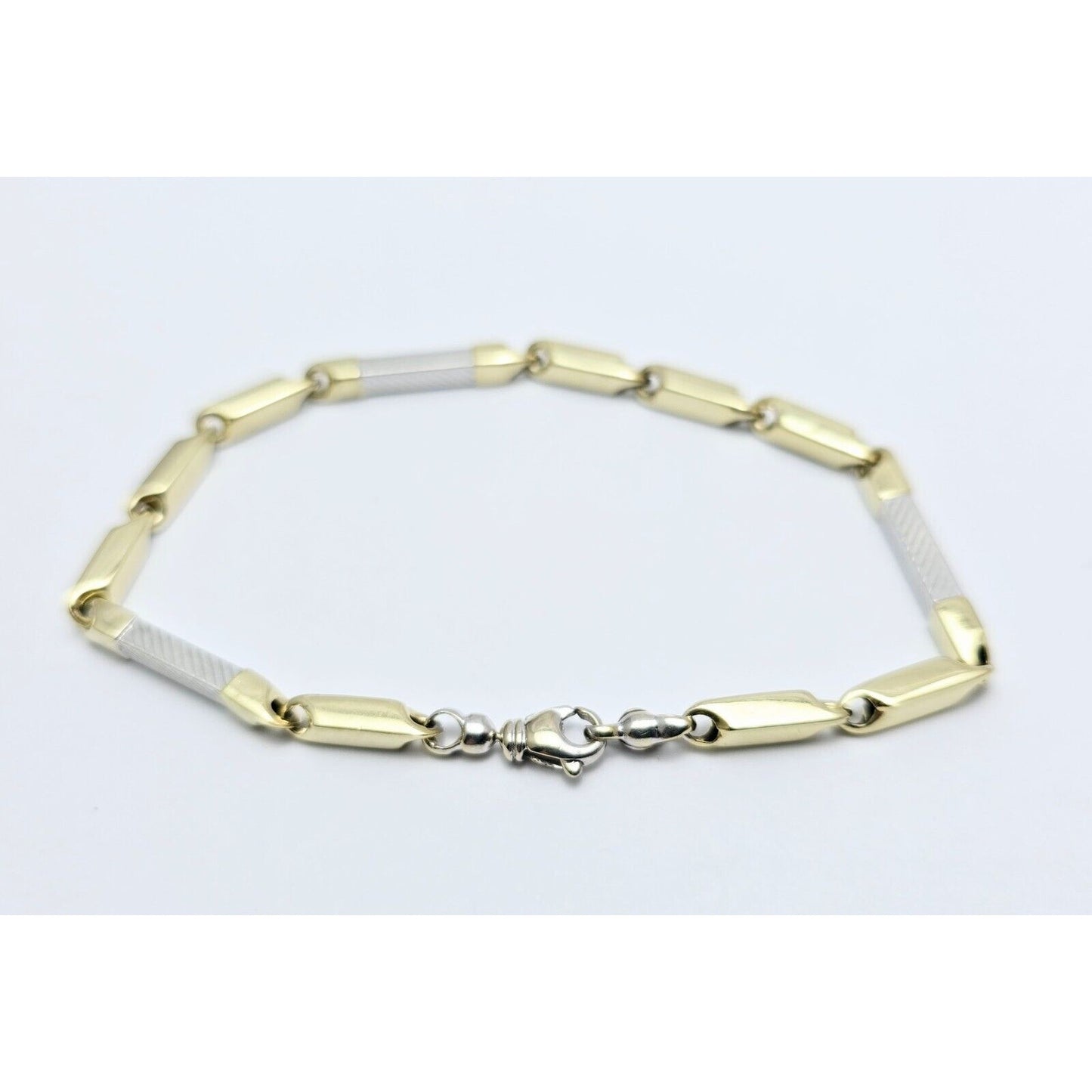 14K Two Tone Gold Square Link Bracelet