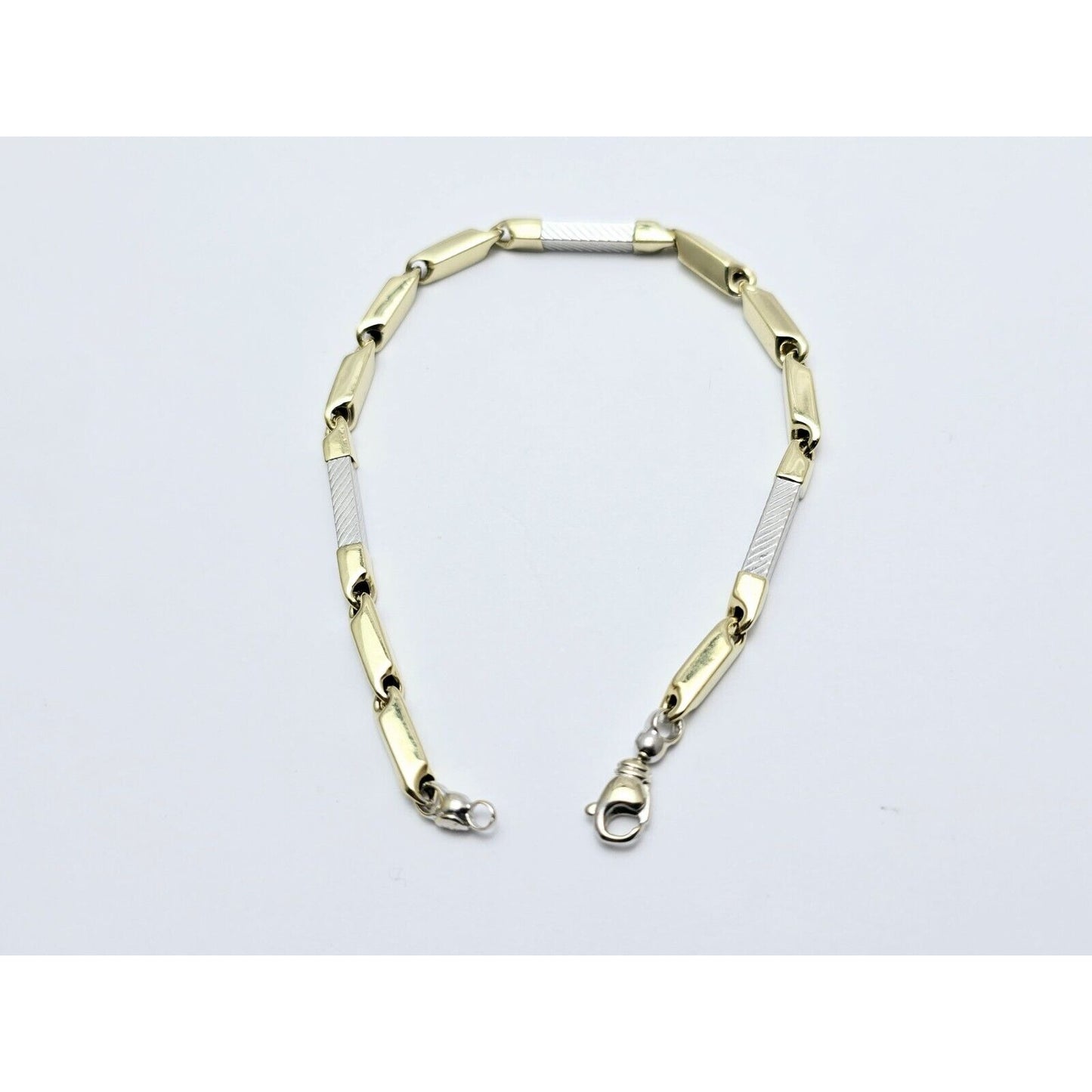 14K Two Tone Gold Square Link Bracelet