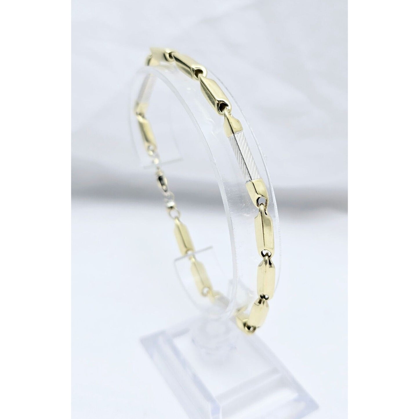 14K Two Tone Gold Square Link Bracelet