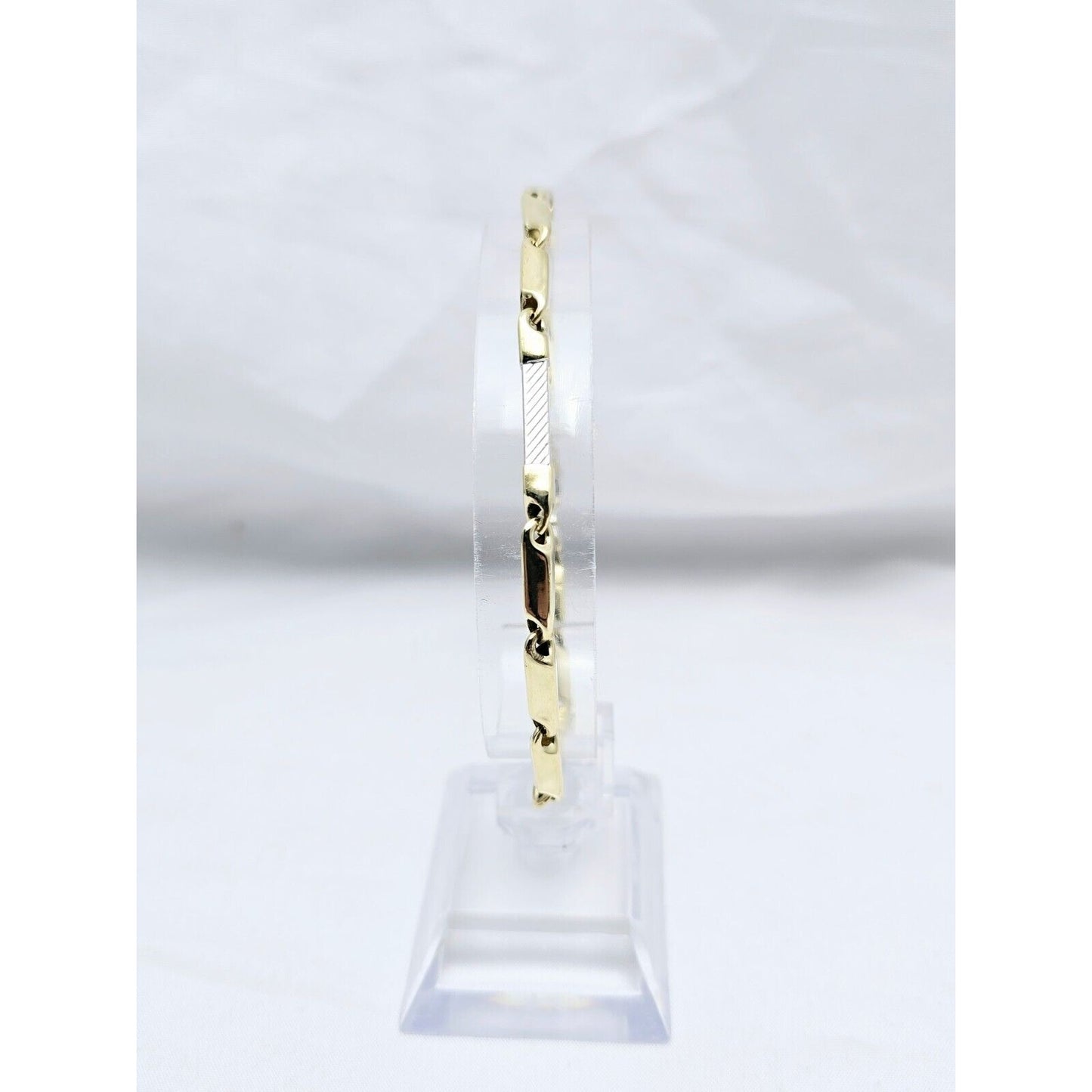 14K Two Tone Gold Square Link Bracelet