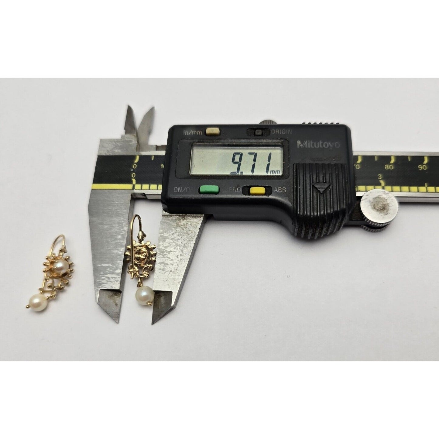 14K Yellow Gold Drop Dangle French Clip Pearl Earrings