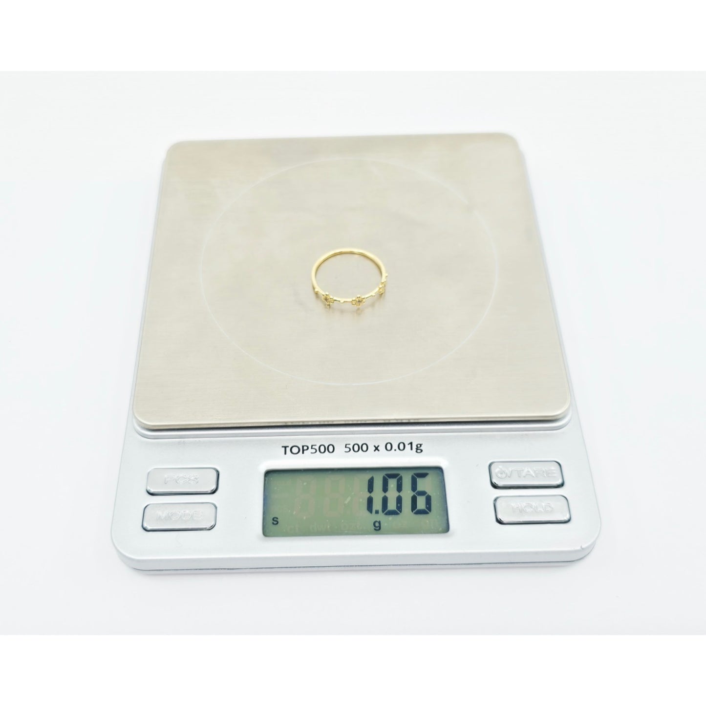 18K Yellow Gold Floral Flower CZ Ring