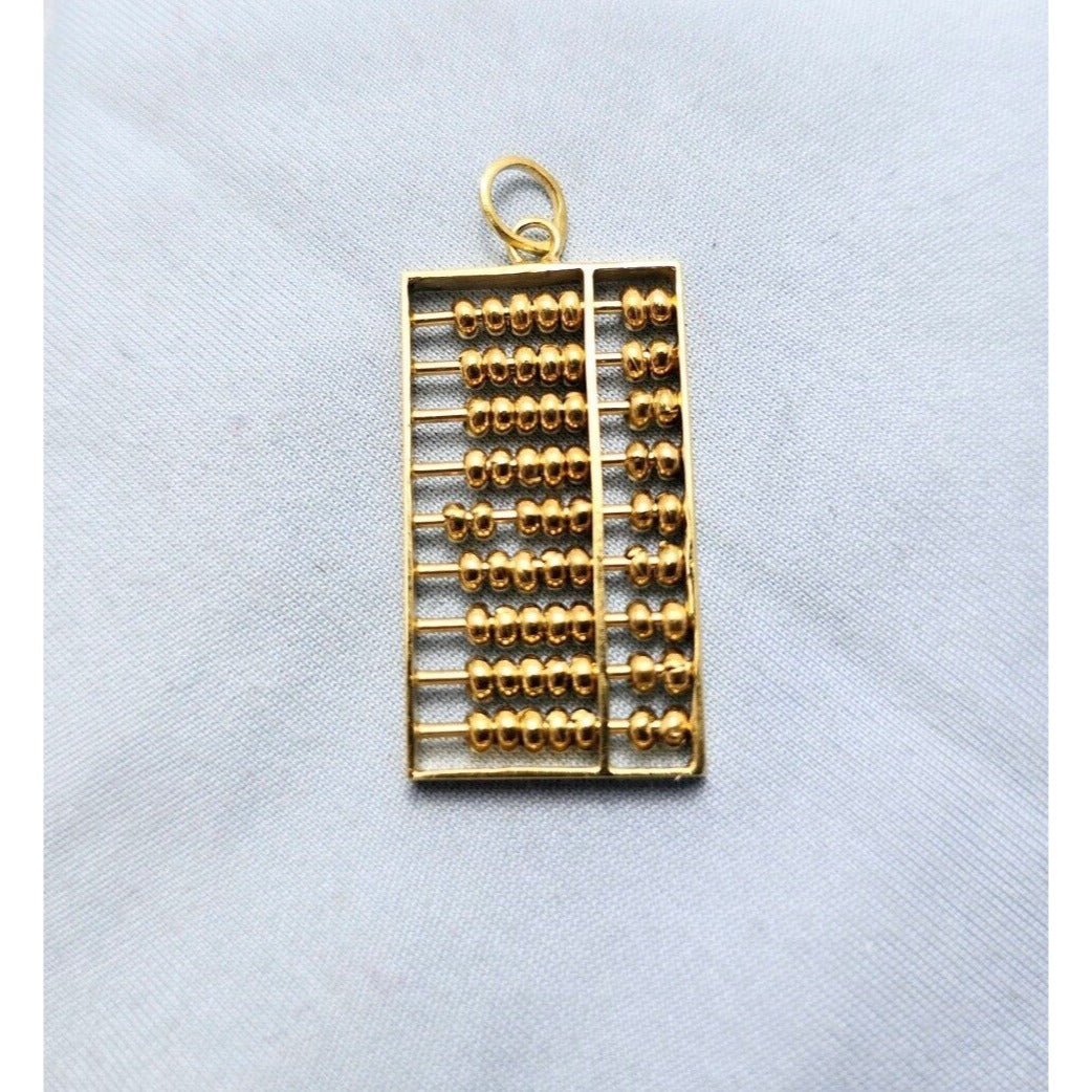 14K Yellow Gold Abacus Rectangular Charm Pendant