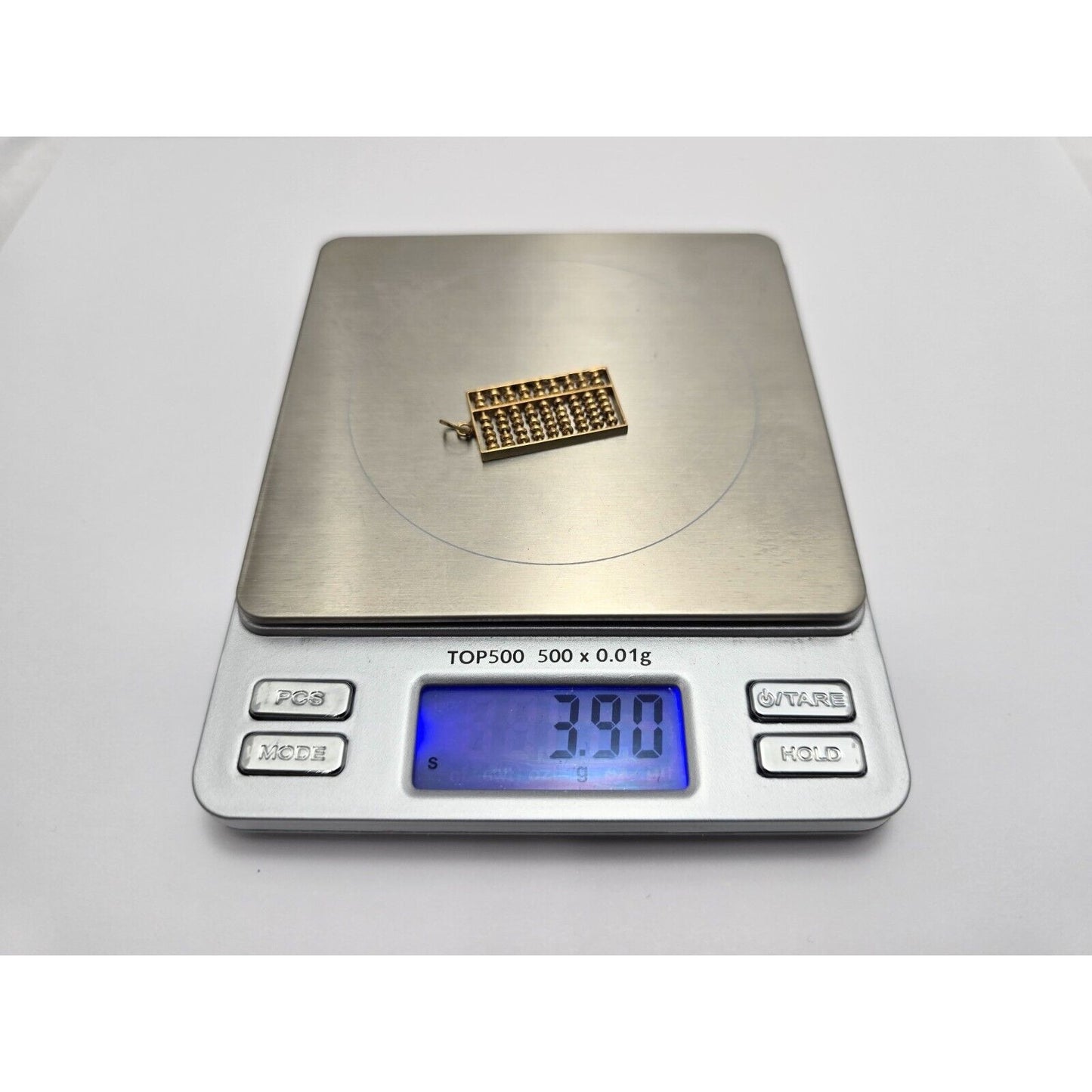 14K Yellow Gold Abacus Rectangular Charm Pendant