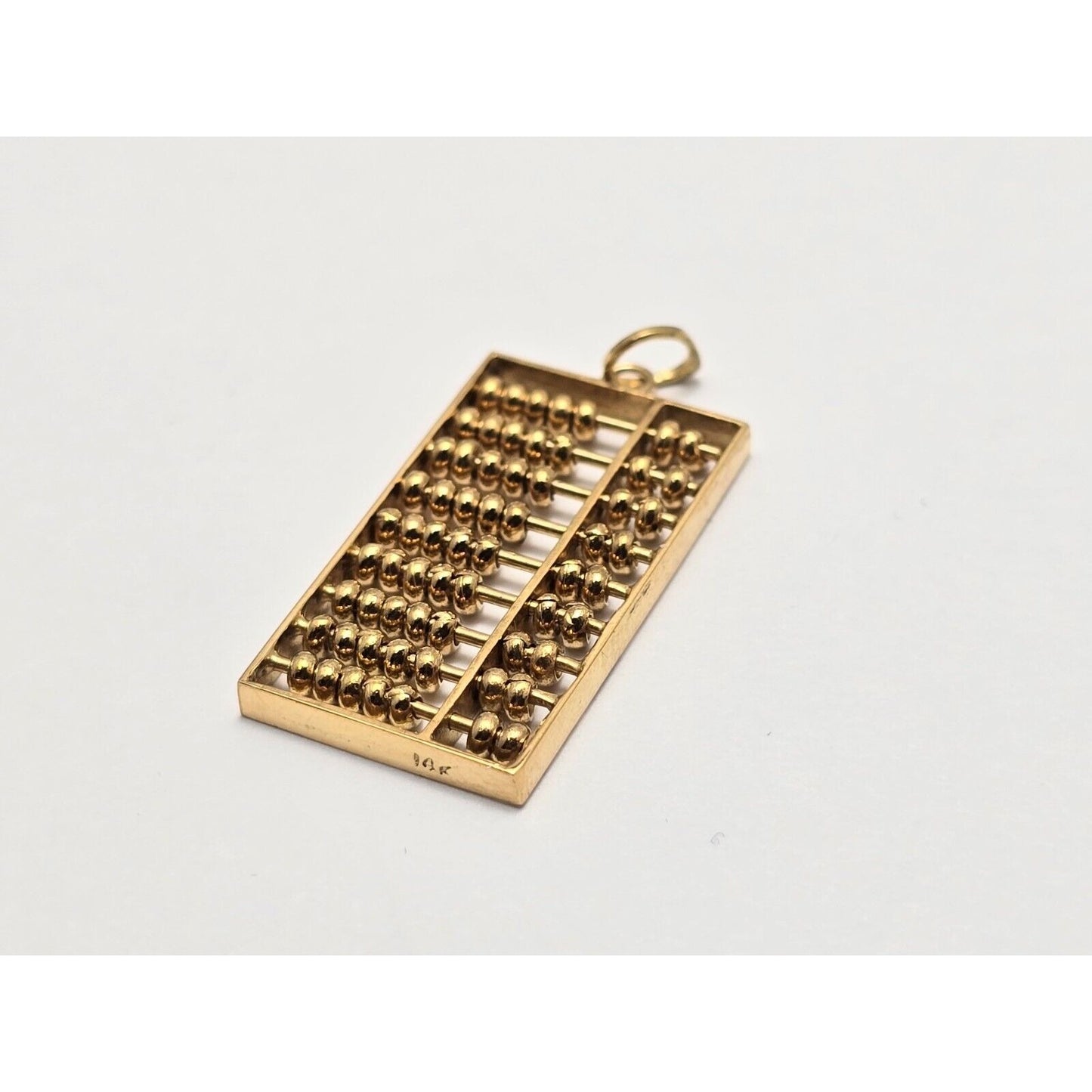 14K Yellow Gold Abacus Rectangular Charm Pendant