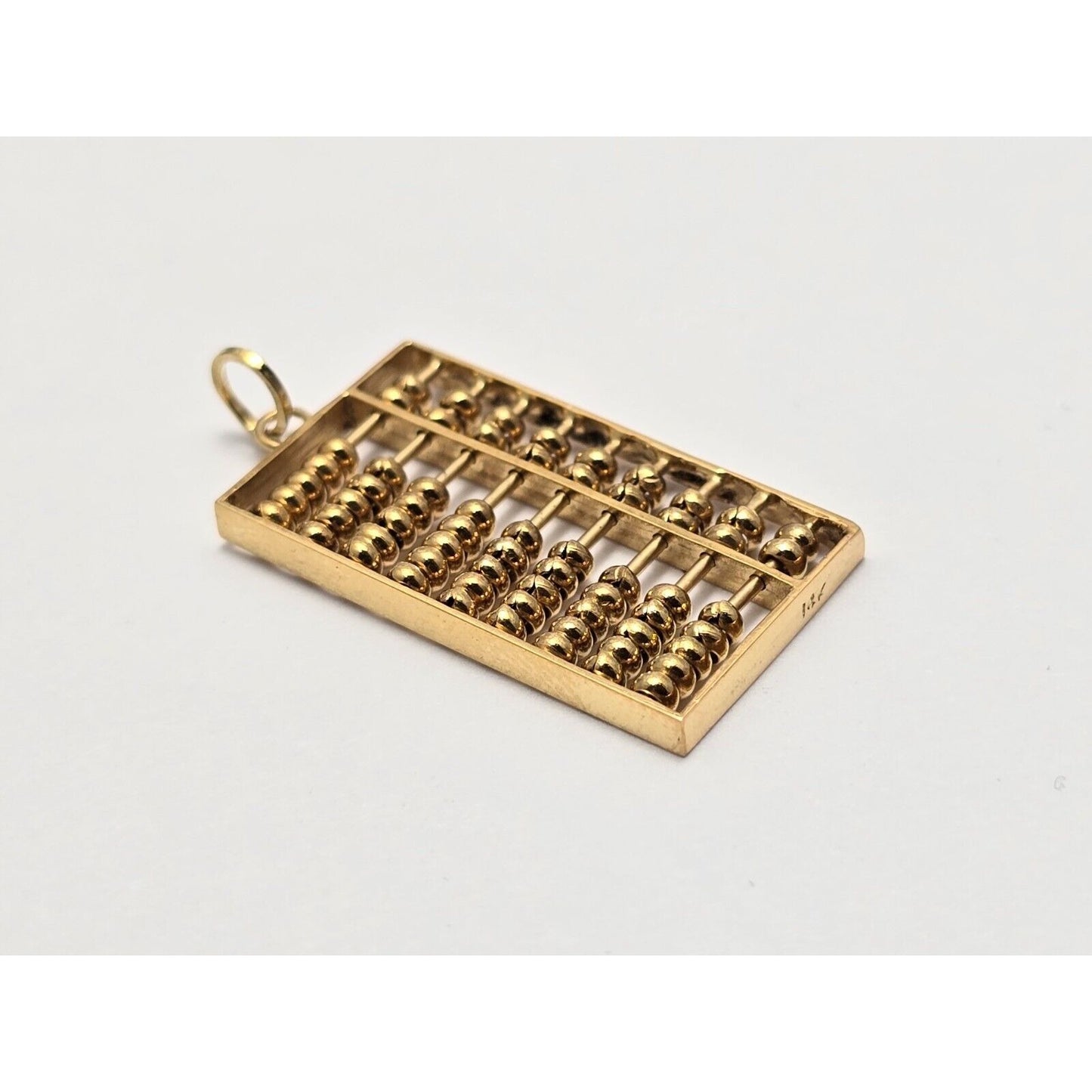 14K Yellow Gold Abacus Rectangular Charm Pendant