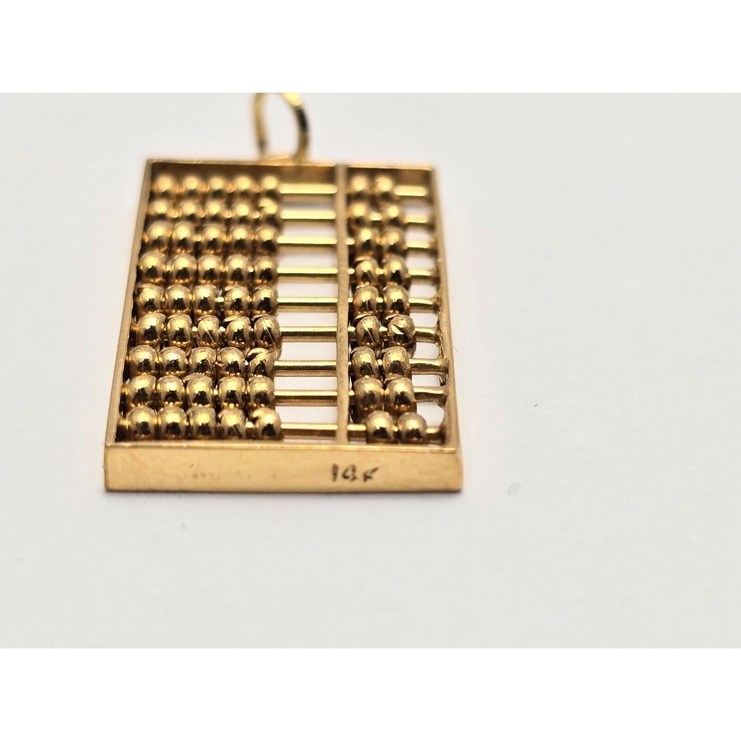 14K Yellow Gold Abacus Rectangular Charm Pendant