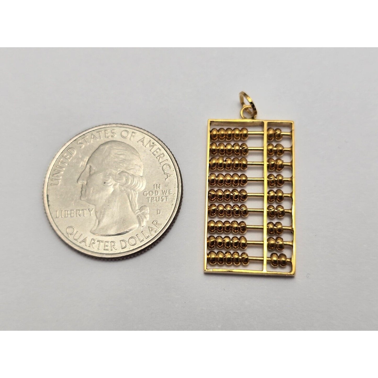 14K Yellow Gold Abacus Rectangular Charm Pendant