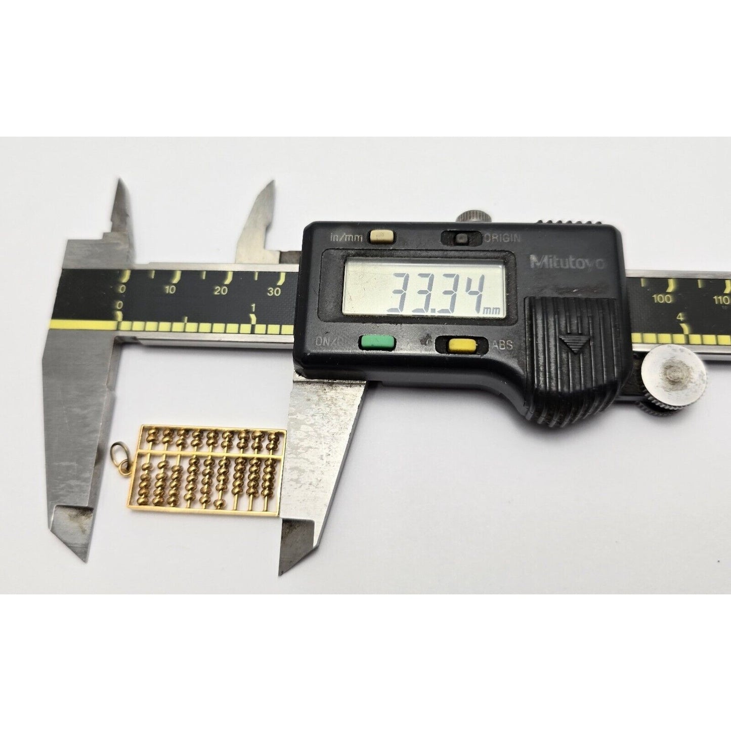 14K Yellow Gold Abacus Rectangular Charm Pendant